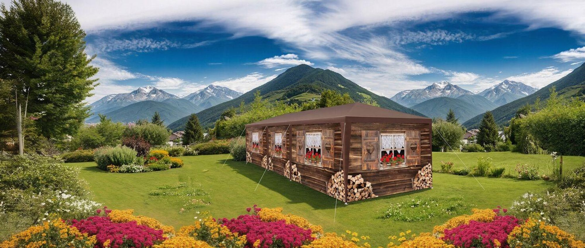 tectake® Pavillon Almchalet in 2 Größen, im Steckystem