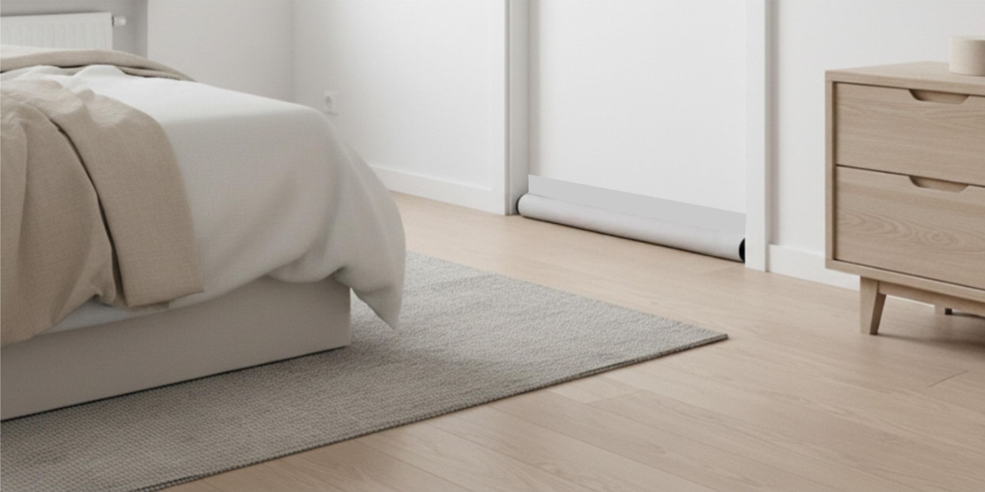 Türdichtung 90cm Weiß, Zugluftstopper mit Klettverschluss, Schallschutz & Insektenschutz, Schaumstoff Dichtung zuschneidbar, EVI HOME Single White