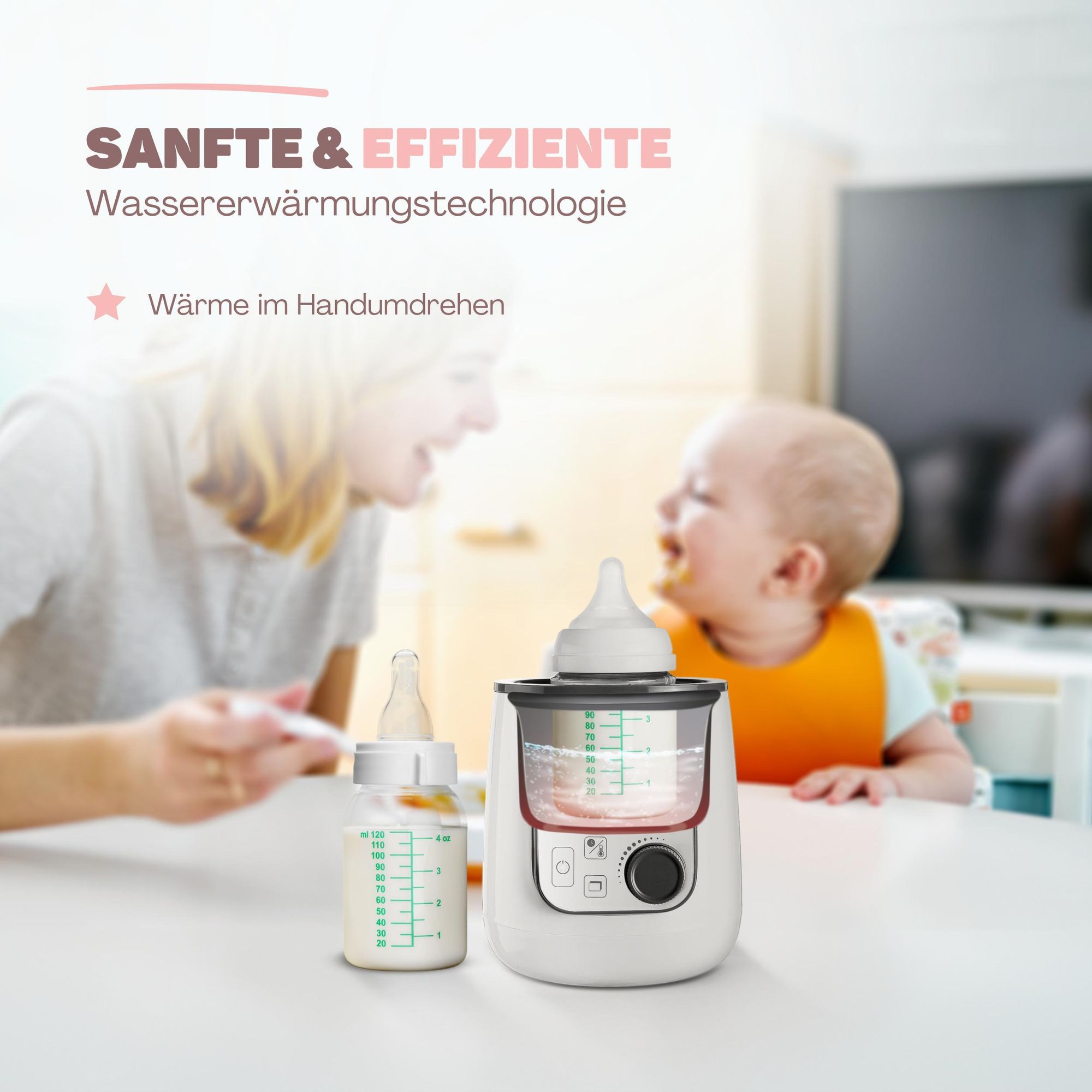 Vulpes Goods Flaschenwärmer, Baby Fläschchenwärmer, Babykostwärmer, 10in1, Babyflaschen-Sterilisator, Warmhalten, mit LCD-Display