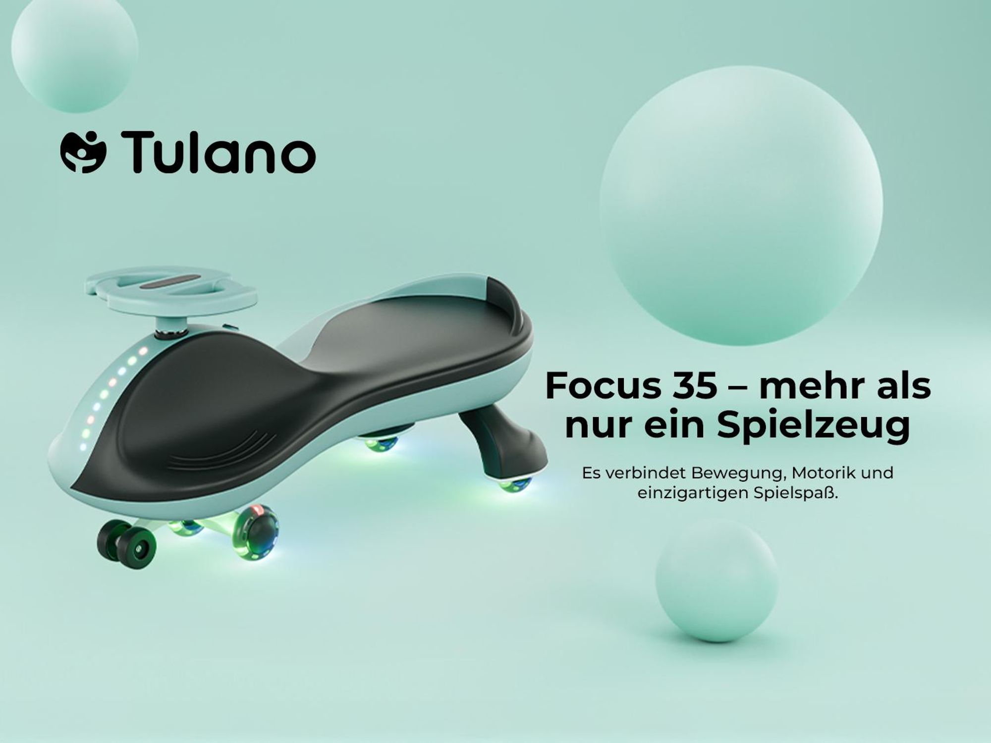Rutschauto für Kinder Tulano Focus 35 LED -  Kinderfahrzeug - Maximale Tragfähigkeit von 100 kg - Auto Swing Car Rutscher