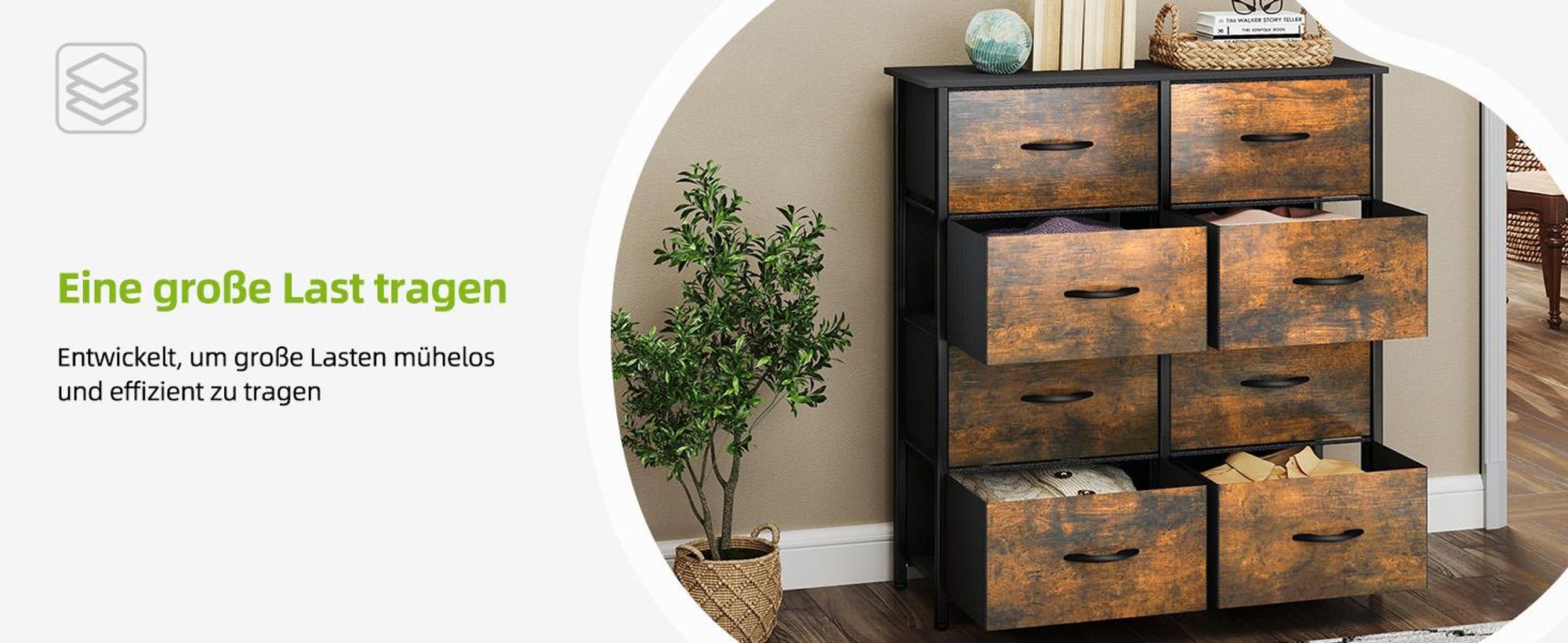 YITAHOME Kommode mit 6 Schubladen, Sideboard Schubladenschrank Schlafzimmerschrank, 100x30x70 cm