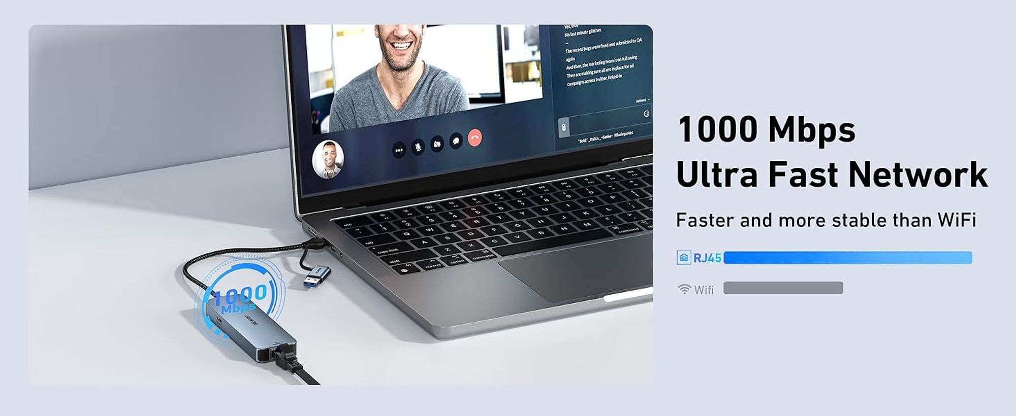 BENFEI Hubs USB C auf Gigabit Ethernet Adapter mit 3 Port USB Hub