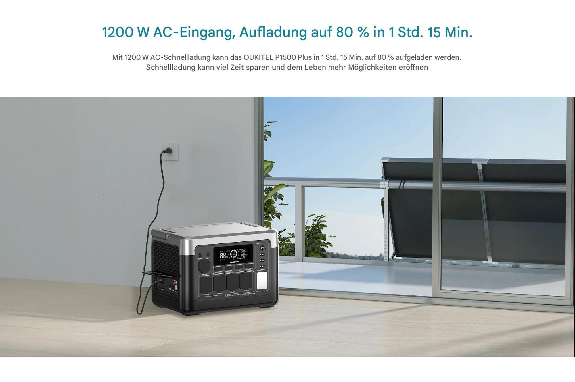 OUKITEL P1500E Plus Powerstation 1800W 1536Wh, LiFePO4, Solar, App