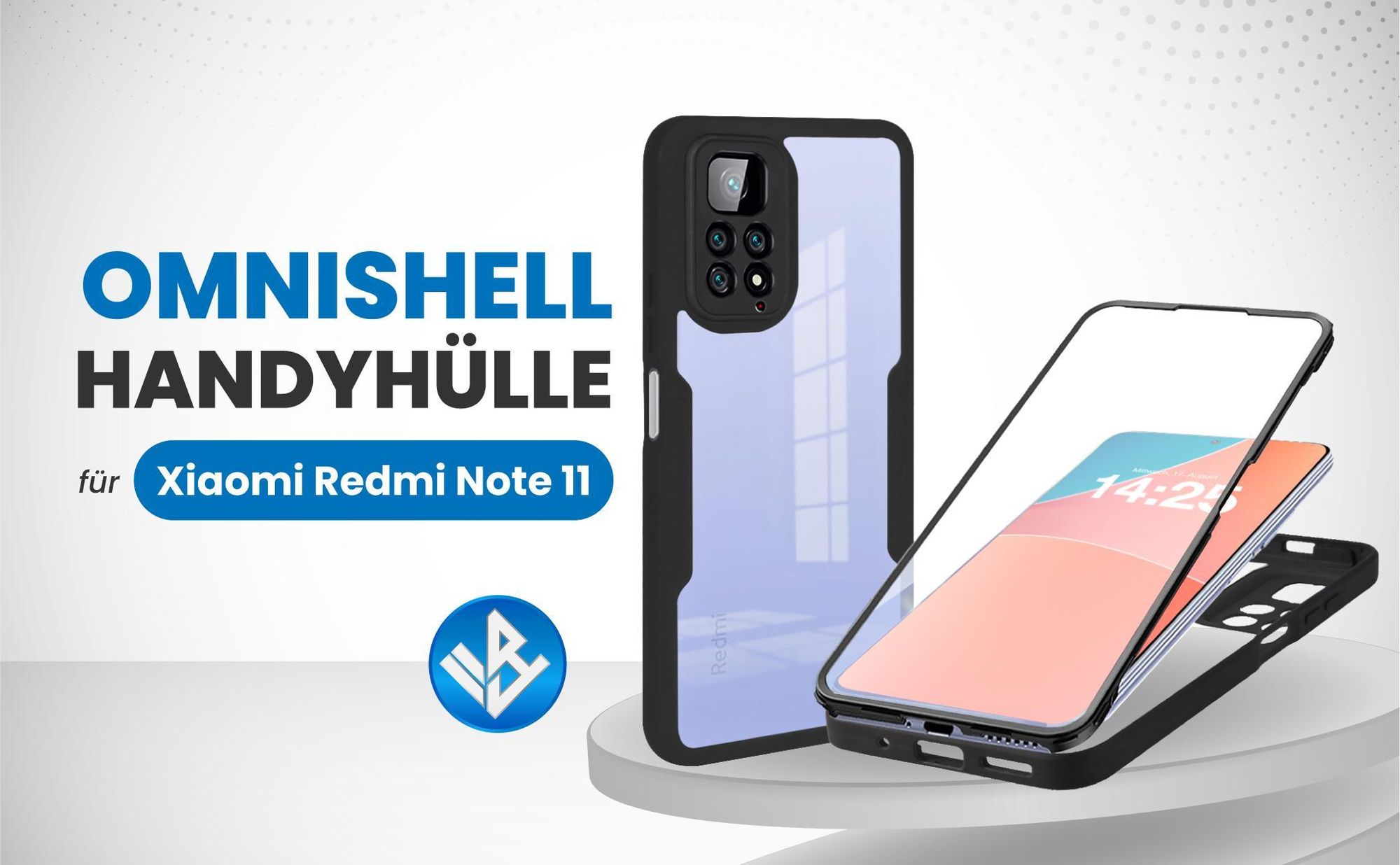 Schwarze 360 Grad Hülle für Xiaomi Redmi Note 11 mit Kameraschutz