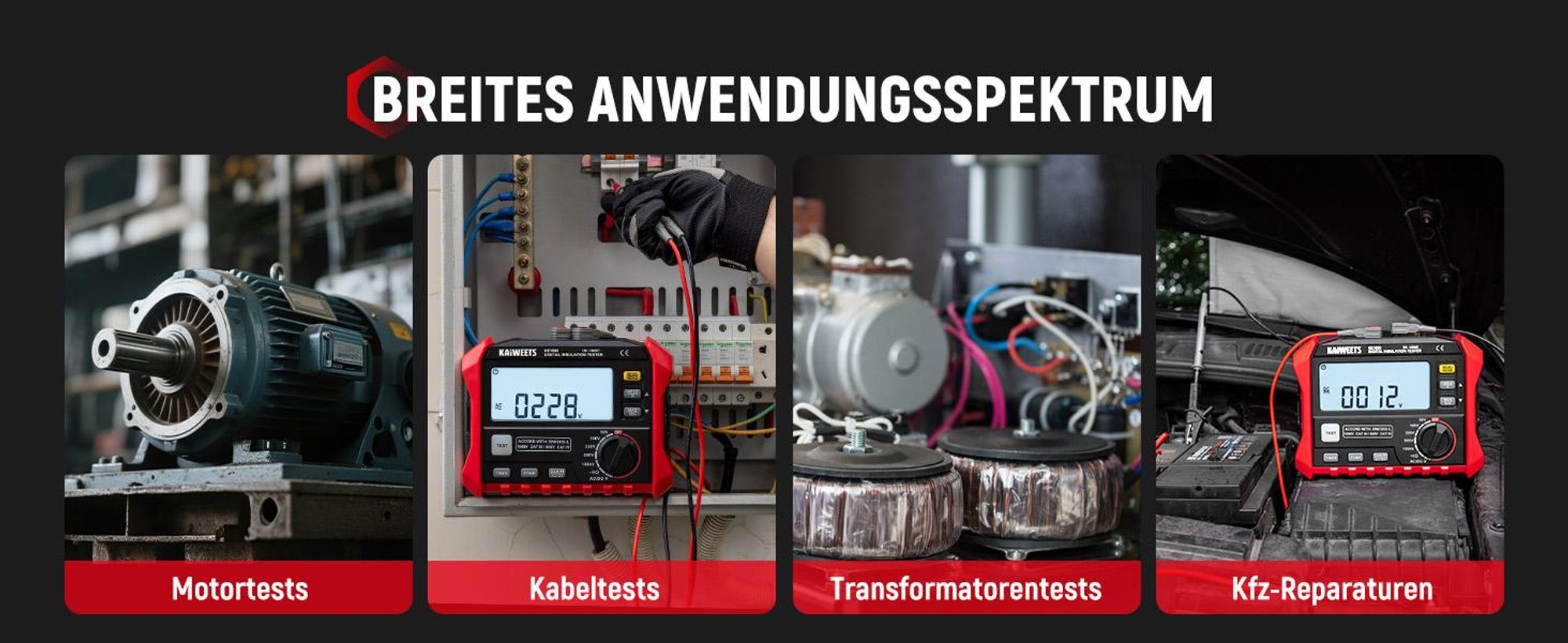 KAIWEETS KE1000 Megohmetro Tester Resistenza Isolamento 100GΩ 1000V