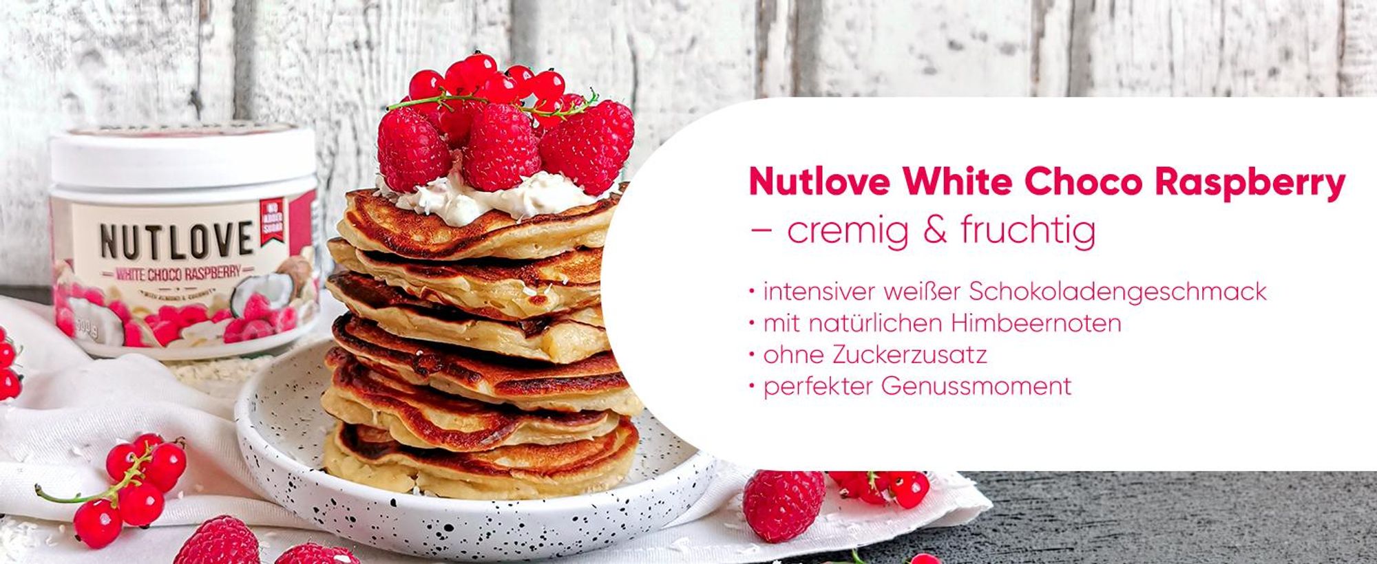 ALLNUTRITION Nutlove White Choco Raspberry 500g Weiße Schokolade Himbeere Creme Ohne Zuckerzusatz Fit Aufstrich Ohne Palmöl