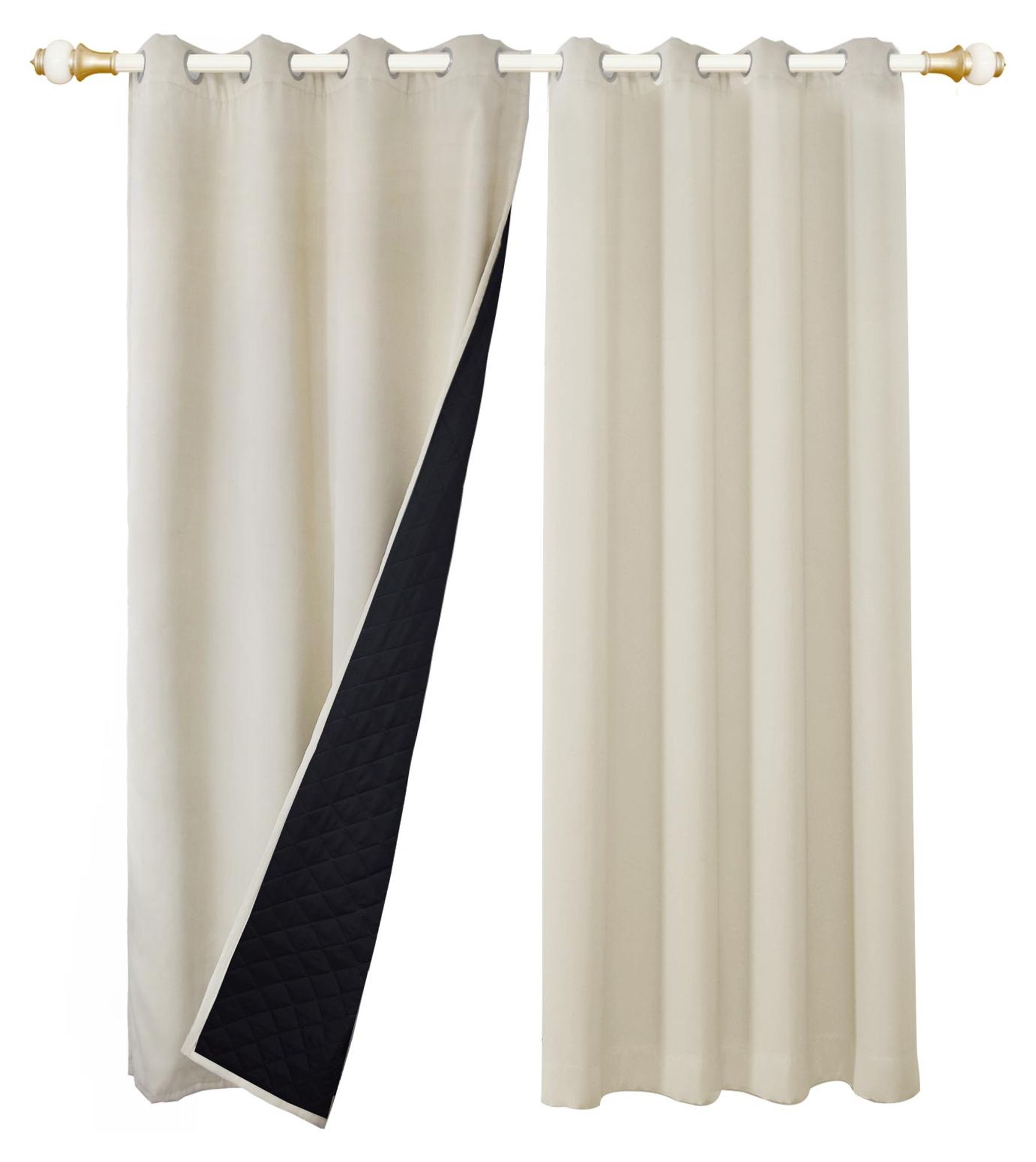 1x 100% Verdunkelung Thermo Vorhänge Beige Blickdicht Verdunkelungsvorhang mit Ösen Einfarbige, 132*160cm