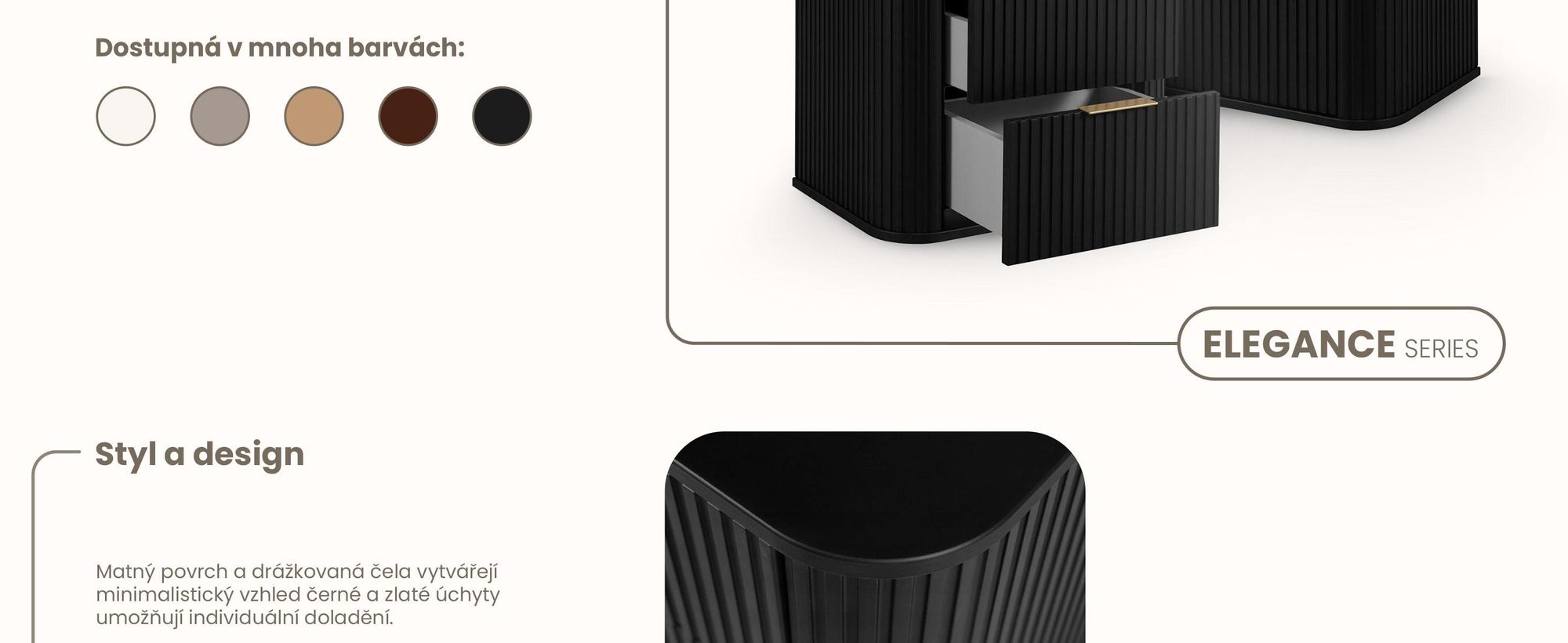 Koupelnová Skříňka 60 CM Černý Mat MDF 2 Zásuvky