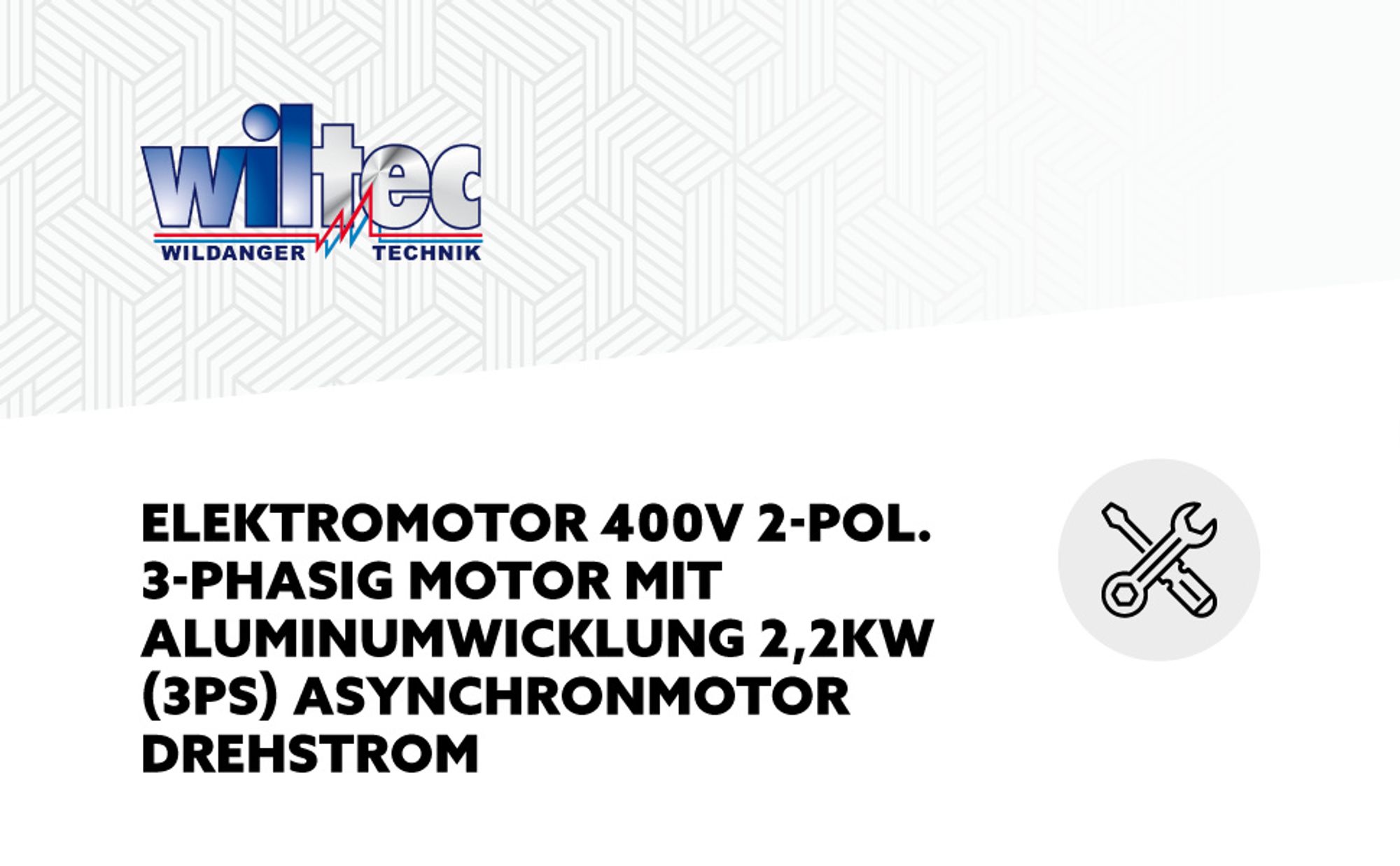 Wiltec Elektromotor 400 V 2,2 kW (3 PS) 3-phasig 2-polig E-Motor in Bauform B3 2830 U/min mit Aluminiumwicklung, Drehstrommotor