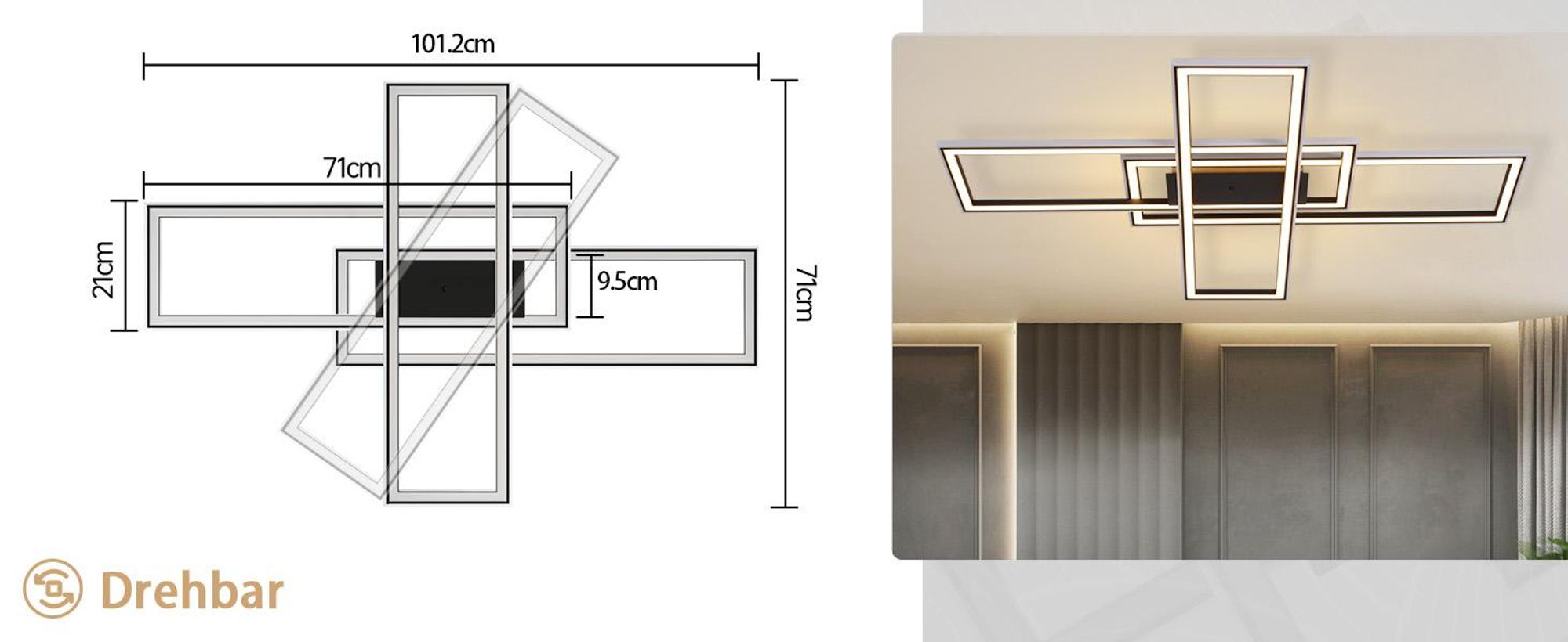 ZMH LED stropné svietidlo čierne stropné svietidlo stmievateľné s diaľkovým ovládaním RGB zmena farieb 50 W pre spálňu obývaciu izbu kuchyňu chodbu