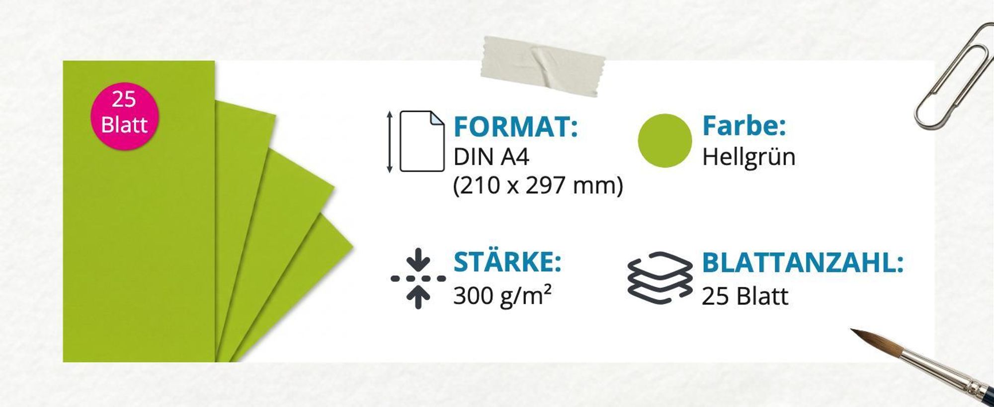 itenga Fotokarton - A4 300 g/qm hellgrün 25 Blatt