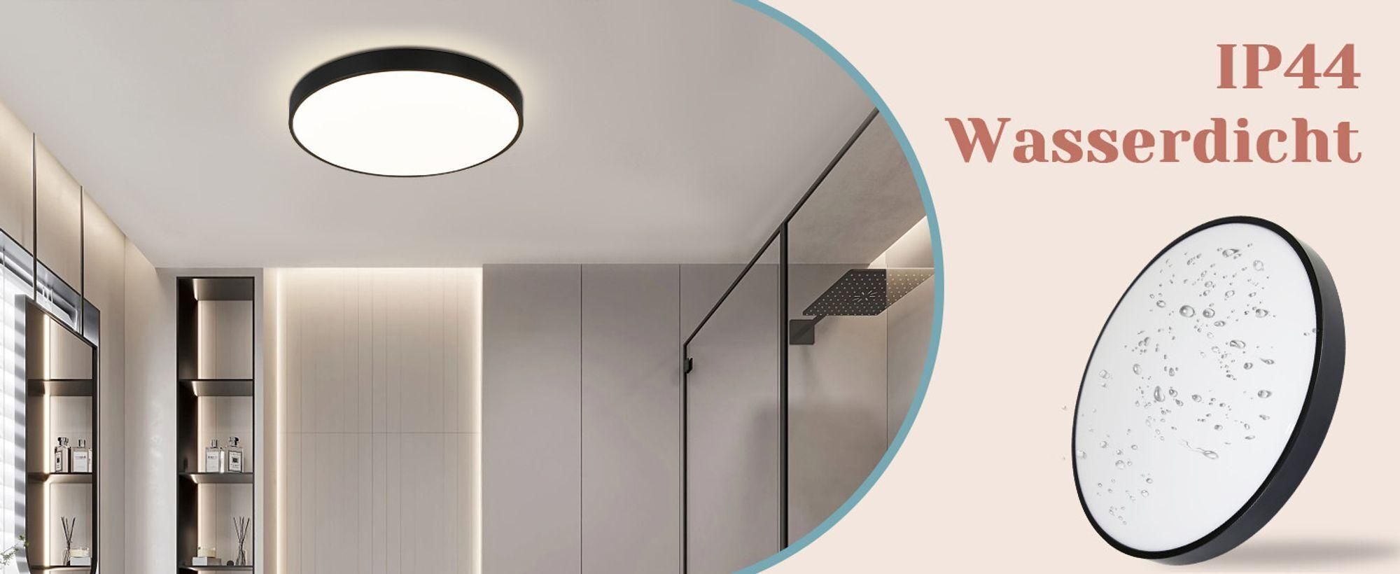 ZMH LED – białe lampy sufitowe, okrągła lampa sufitowa 28 cm, lampa sufitowa z regulacją jasności i pilotem, płaska, 30 W, lampa kuchenna do salonu i sypialni