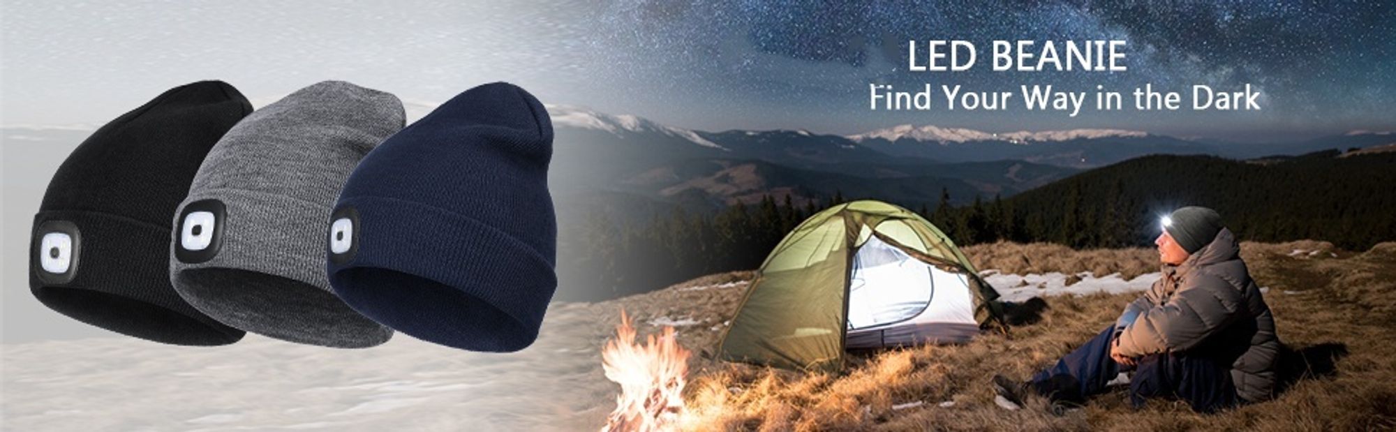 LED Mütze mit Licht, Beleuchtete Mütze Aufladbar USB für Männer und Frauen,Einstellbare Helligkeit Stirnlampe Winter Beanie Mütze mit Licht,Uni Winter