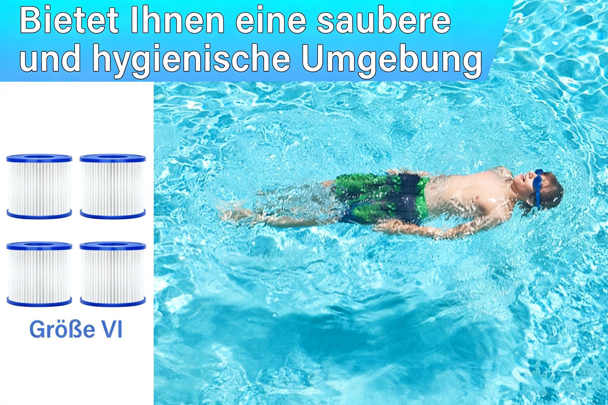 Poolfilter, Filter VI für Pool, Filterkartuschen, 4x Ersatz Filterkartuschen, für Bestway Miami, Monaco Lay-Z-Spa, Vegas, Palm Springs