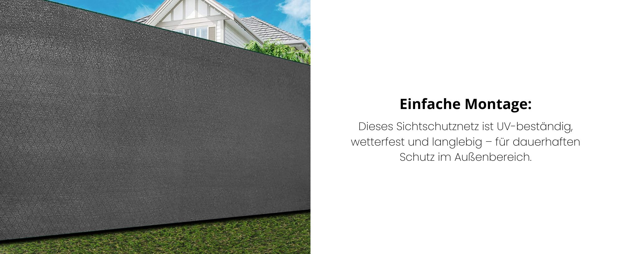 Aga Zaunblende, Sichtschutz 1,5x50 m Grau, 130g/m² HDPE und PP, Schattiernetz, UV Schutz wetterbeständiges