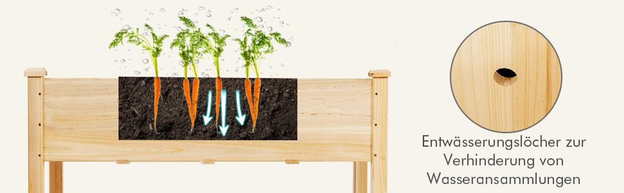 COSTWAY Hochbeet 120x59x84 cm, Erhöhtes Pflanzkübel aus Holz mit Ablagefach, feststellbaren Rädern&Schutzfutter, Pflanzkasten Kräuterbeet Blumenkasten