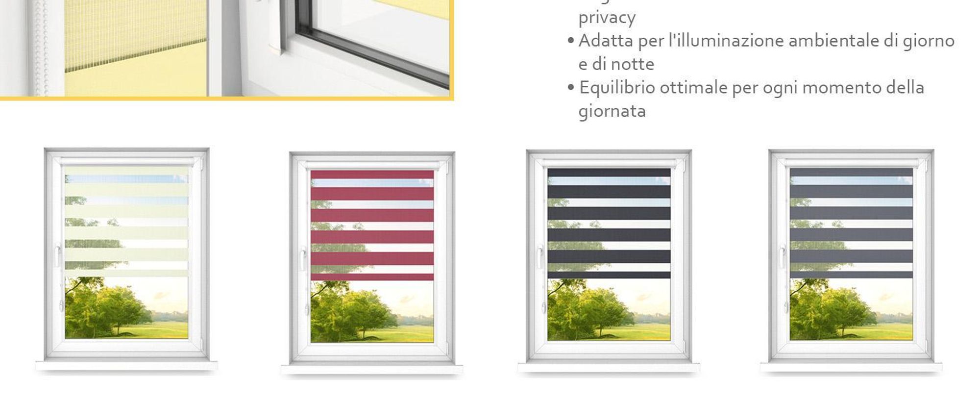 time4blinds - Tenda a Doppio Rullo senza Forature - Tende a Rullo Zebra - Bianco classico, 800x700, a Destra