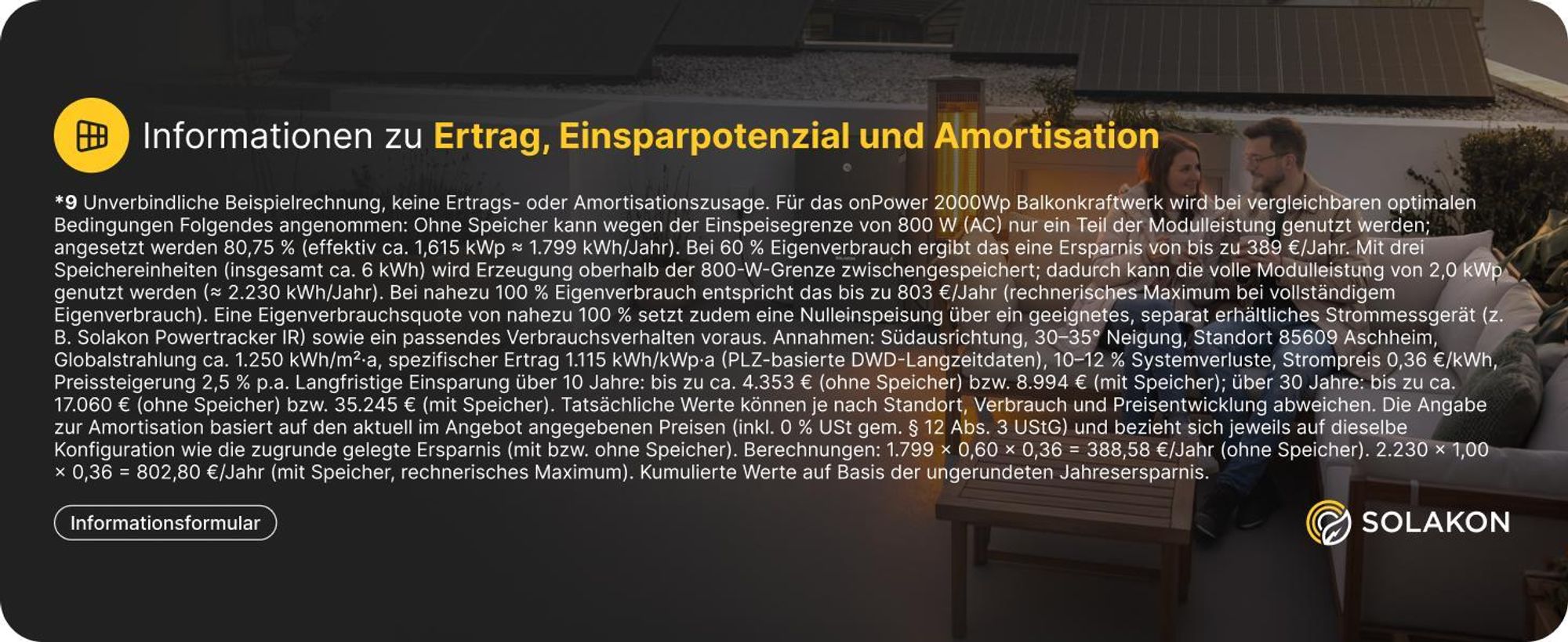 Balkonkraftwerk 2000W Solaranlage Steckerfertig Komplettset Photovoltaik Anlage 800W, Kabellänge: 5m, Solakon - onPower
