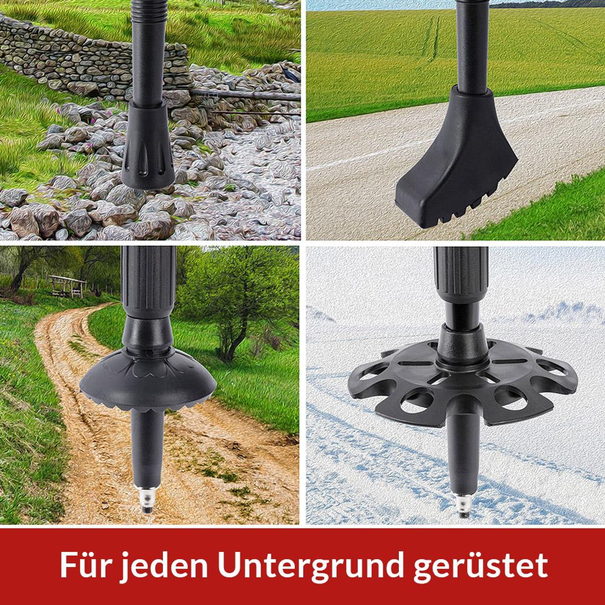 SPORTANA® Wanderstöcke Teleskop Aufsätze Gummipuffer Nordic Walking Stöcke Verstellbar 68-135cm Dämpfung Leicht Alu Kork Herren Damen Trekkingstöcke