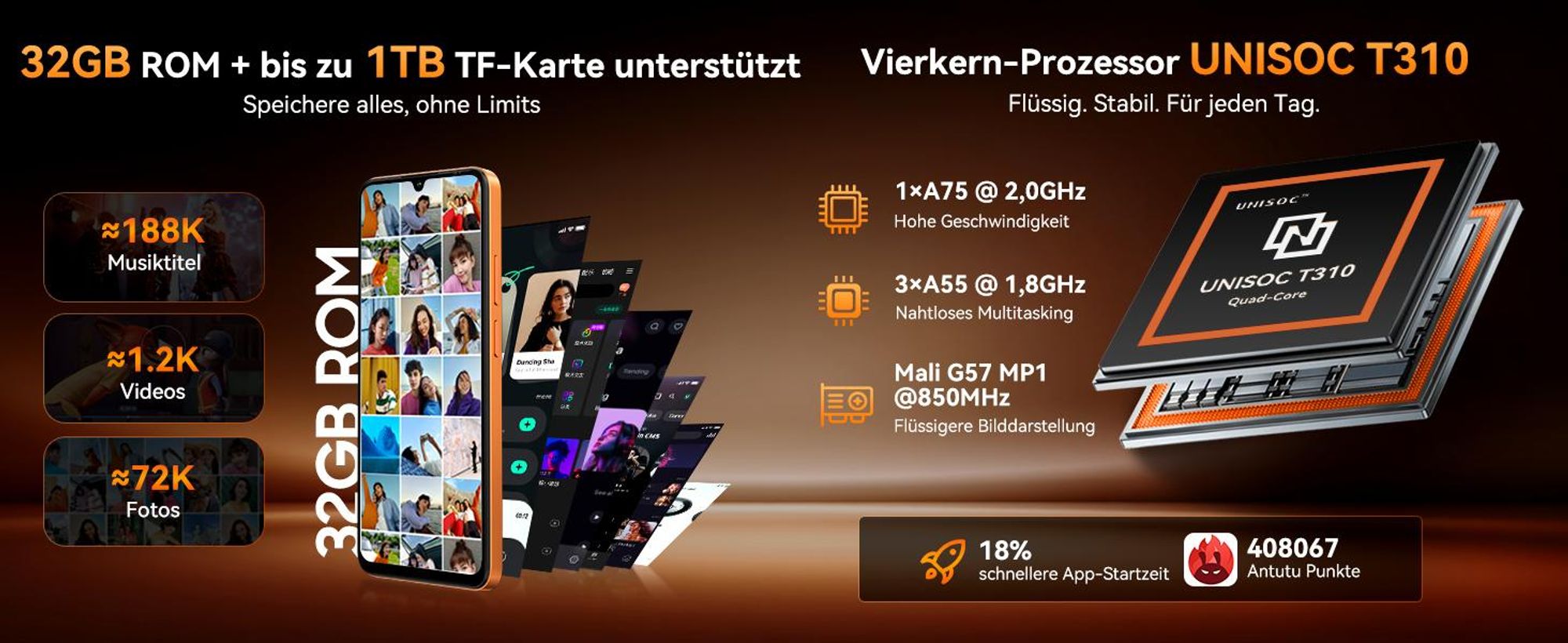 Blackview Wave 10C smartphone Ohne Vertrag, Android 16, 6.88", 120Hz, 1080p, Dual SIM, Face ID, 5000 mAh, Gemini AI, DokeOS 5.0, 1080p, 4G