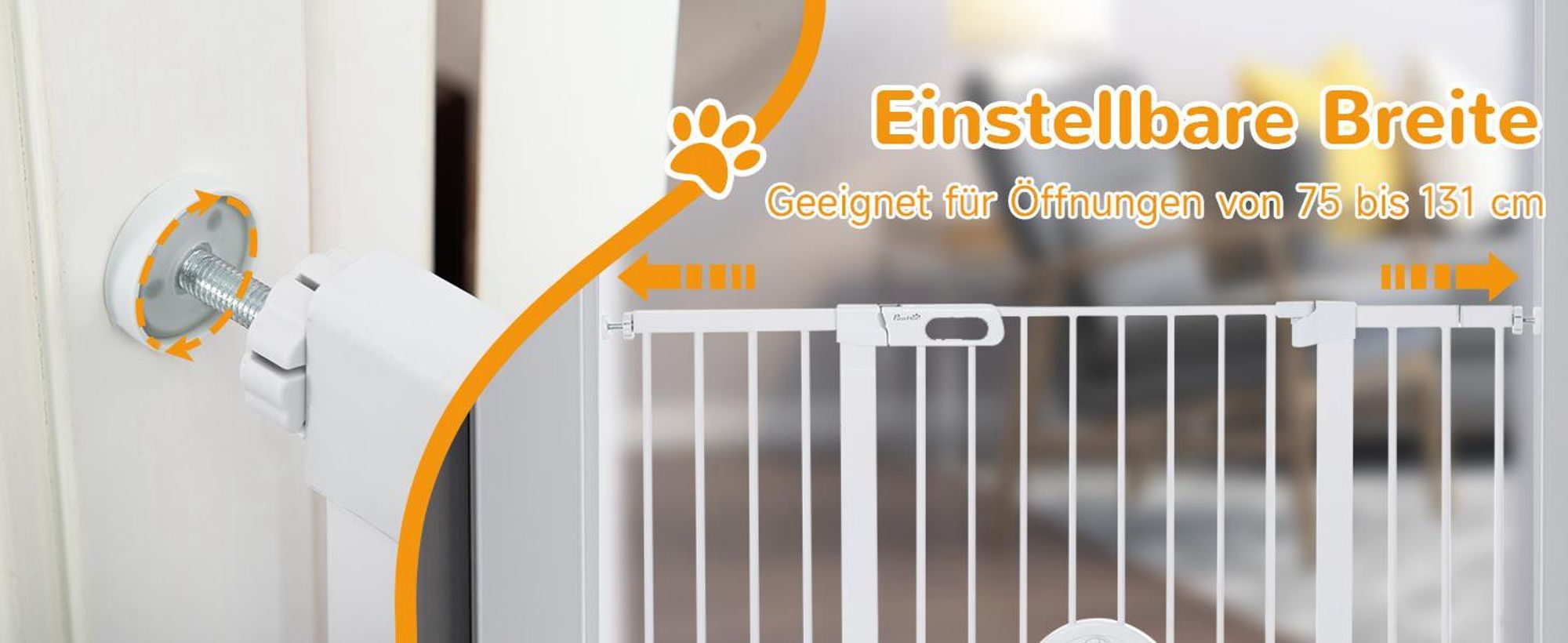 PawHut Hunde Absperrgitter Schutzgitter Türschutzgitter Metall ABS Weiß
