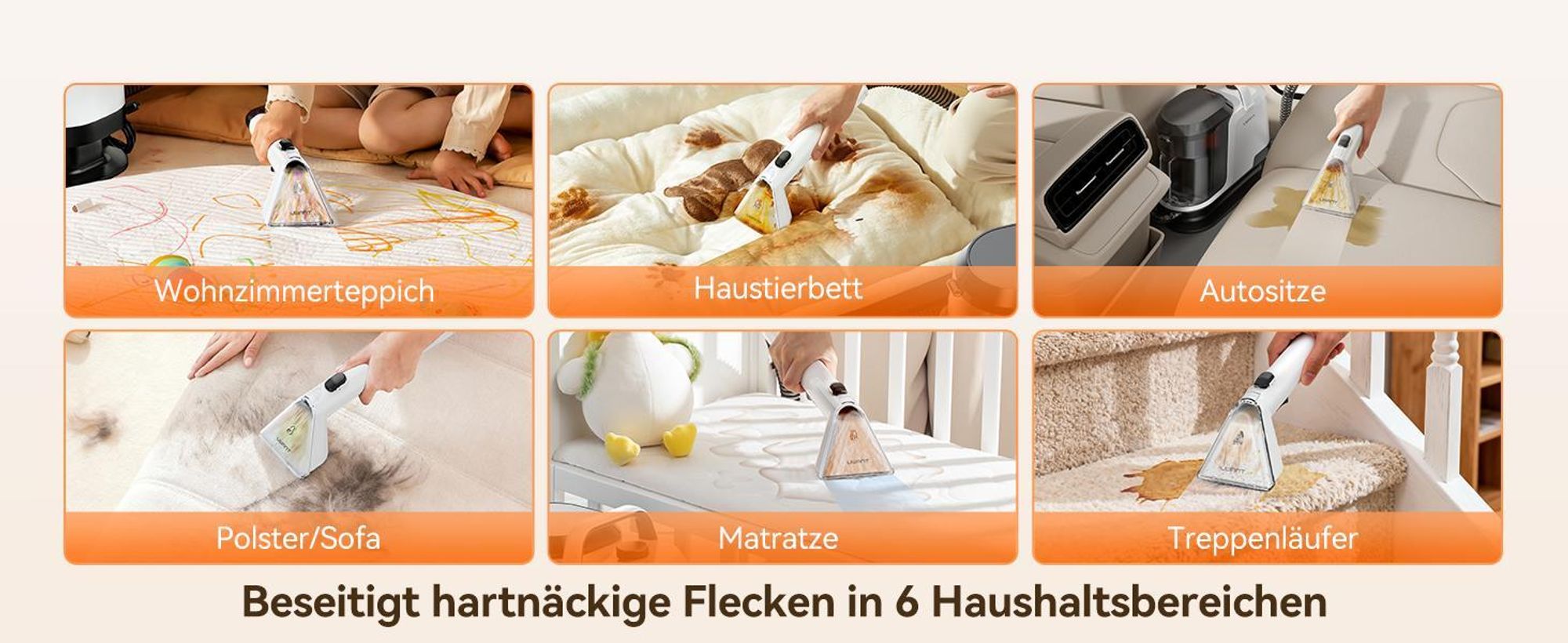 Uwant Y100 Nass Trockensauger, 600W Teppichreiniger Waschsauger, 18.000 PA Leistungsstarker Nasssauger Polsterreiniger für Sofa, Auto & Teppich