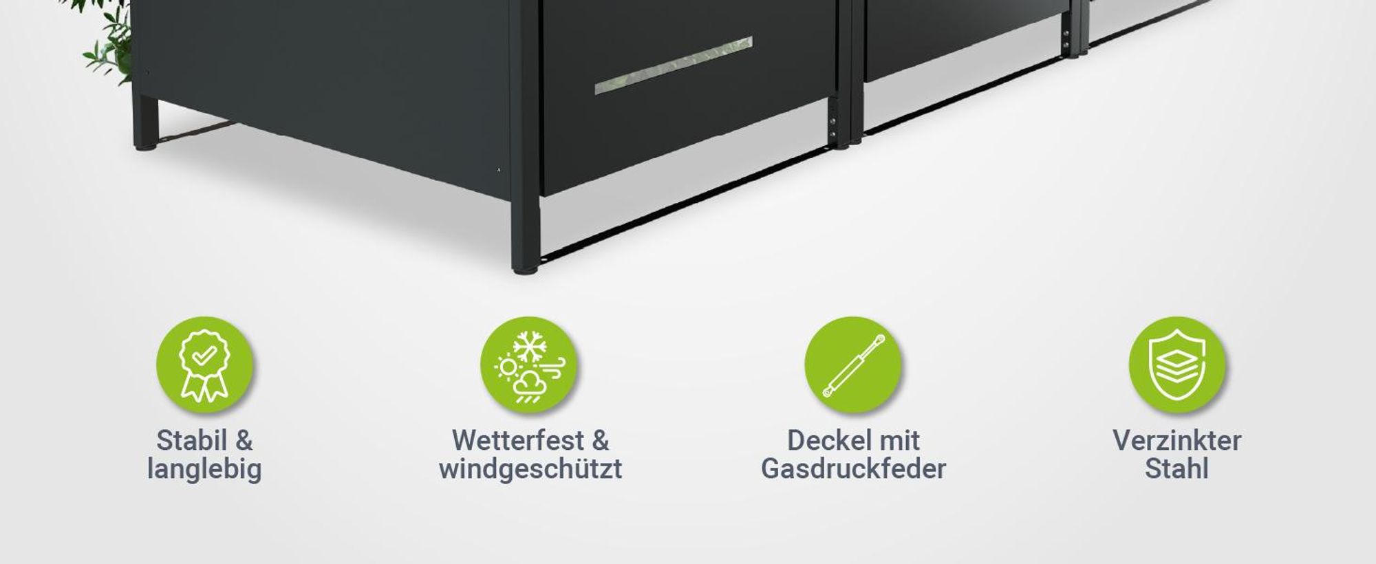 Juskys Mülltonnenbox Arel 3er - Metall Gartenbox - Anthrazit