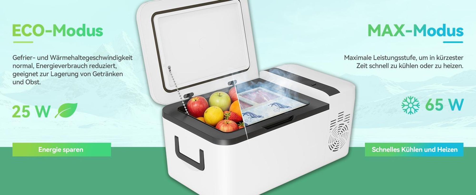 Puluomis Elektische Kühlbox 16L, heizbare Kompressor Kühlschrank, -20°C bis 55°C, mit Type C Ladeport ECO/MAX Modus, 12/24V DC, 220-240V AC weiß