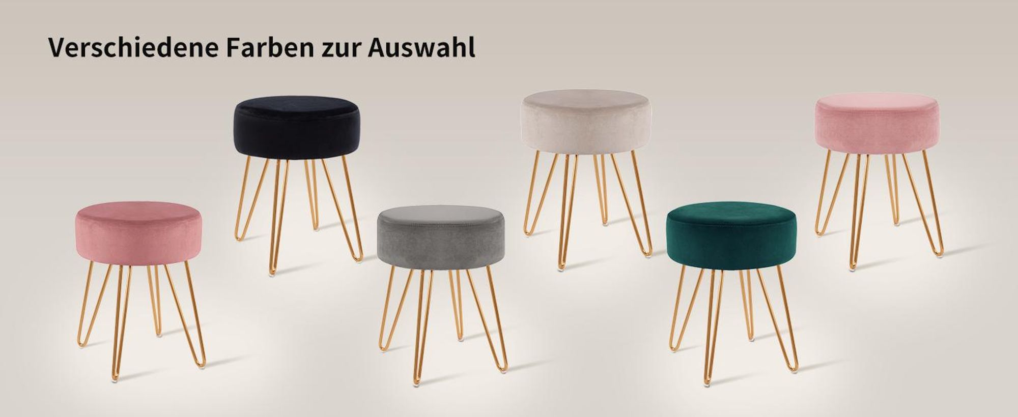Duhome Sitzhocker Rund Polsterhocker aus Samt Hocker Schminktisch mit Metallbeine, Grün