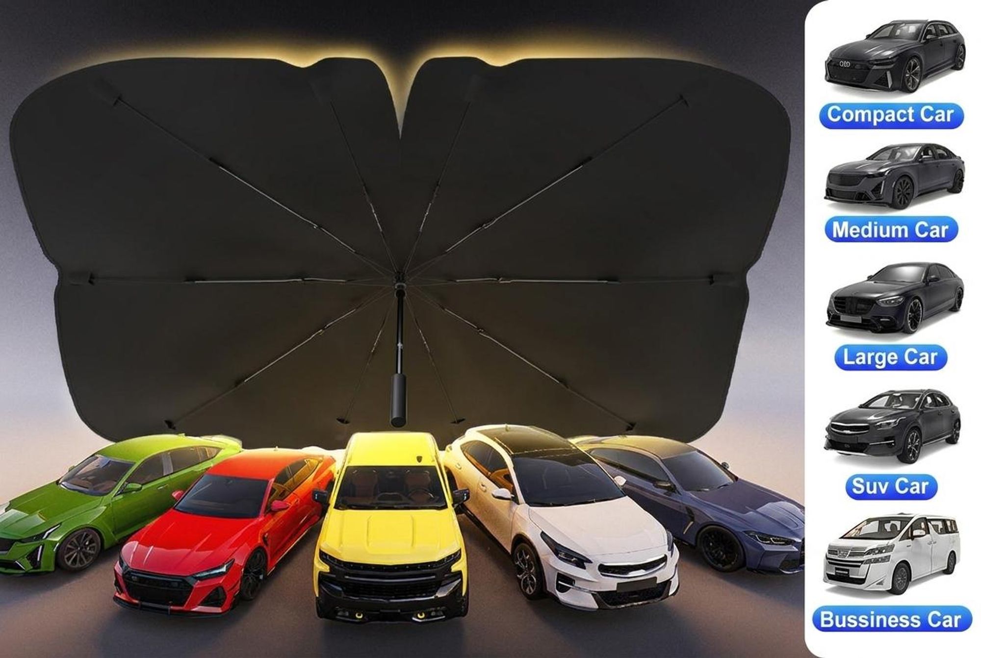 Sonnenschutz Frontscheibe innen 140 x 80 cm, Auto Sonnenschutz faltbar, mit Aussparung für Rückspiegel, UV Hitzeschutz, universell für PKW SUV LKW