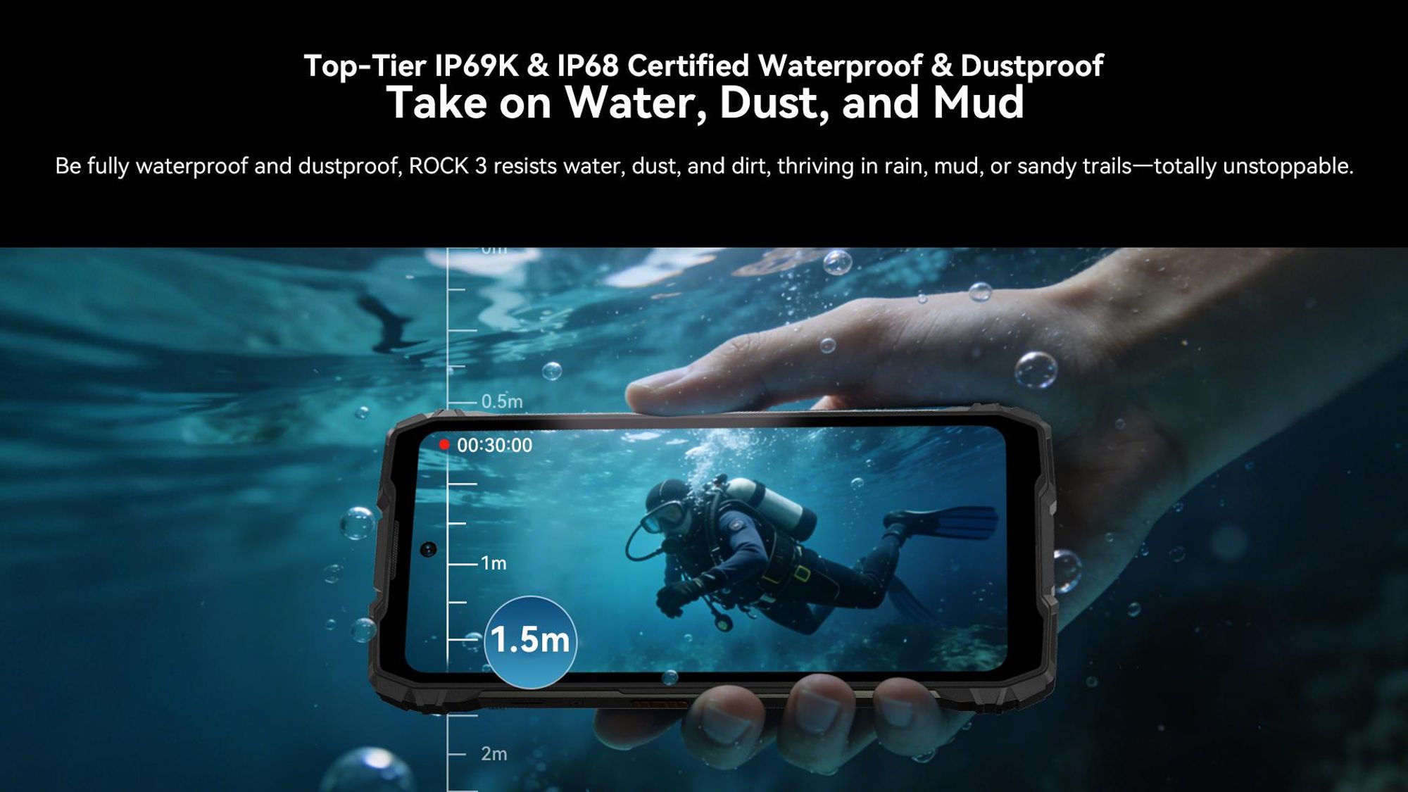 Blackview ROCK 3  Smartphone,6.78" 120Hz,10000mAh Battery, 108MP Main Camera, 24(8+16)+256GB , IP68/IP69K Waterproof, Android 16,Thermal Imaging.