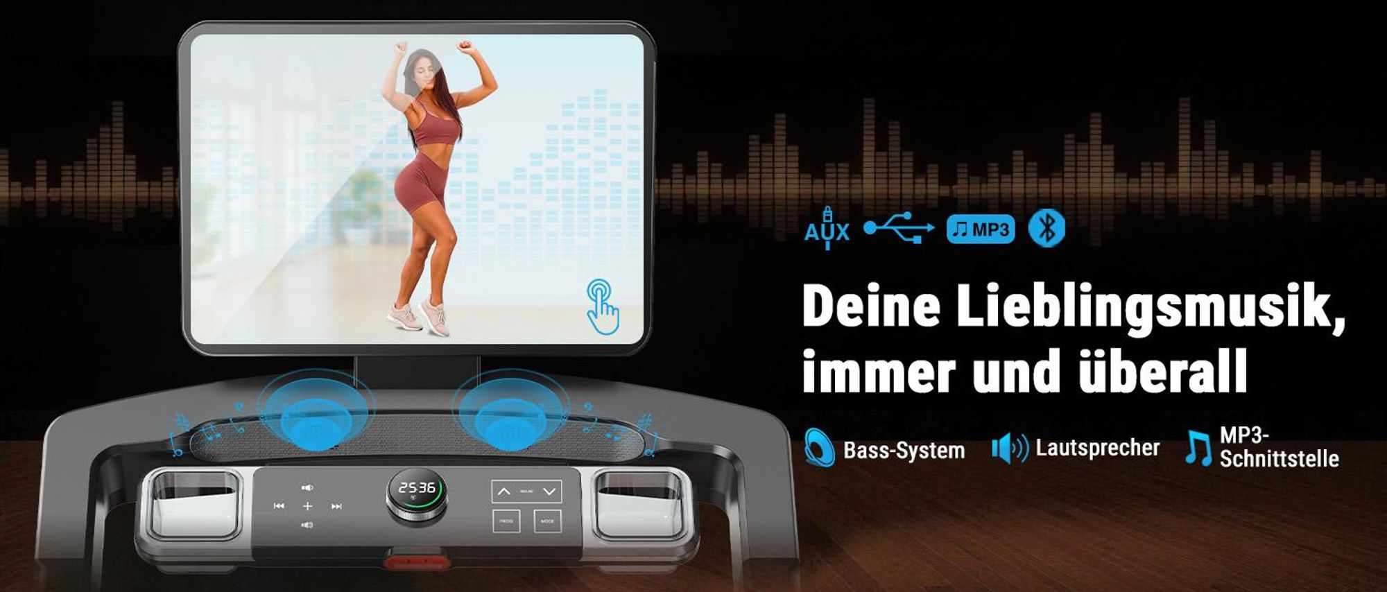 Laufband klappbar AsVIVA T18 Heimtrainer bis 20 km/h 15% Steigung mit Touchscreen Bluetooth bis 150kg für Zuhause