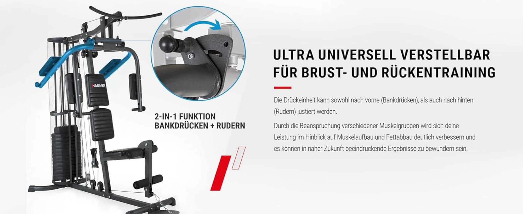 HAMMER Kraftstation Kraftmaschine Ultra, Multifunktions Gym, zahlreiche Übungsvarianten auf geringer Stellfläche
