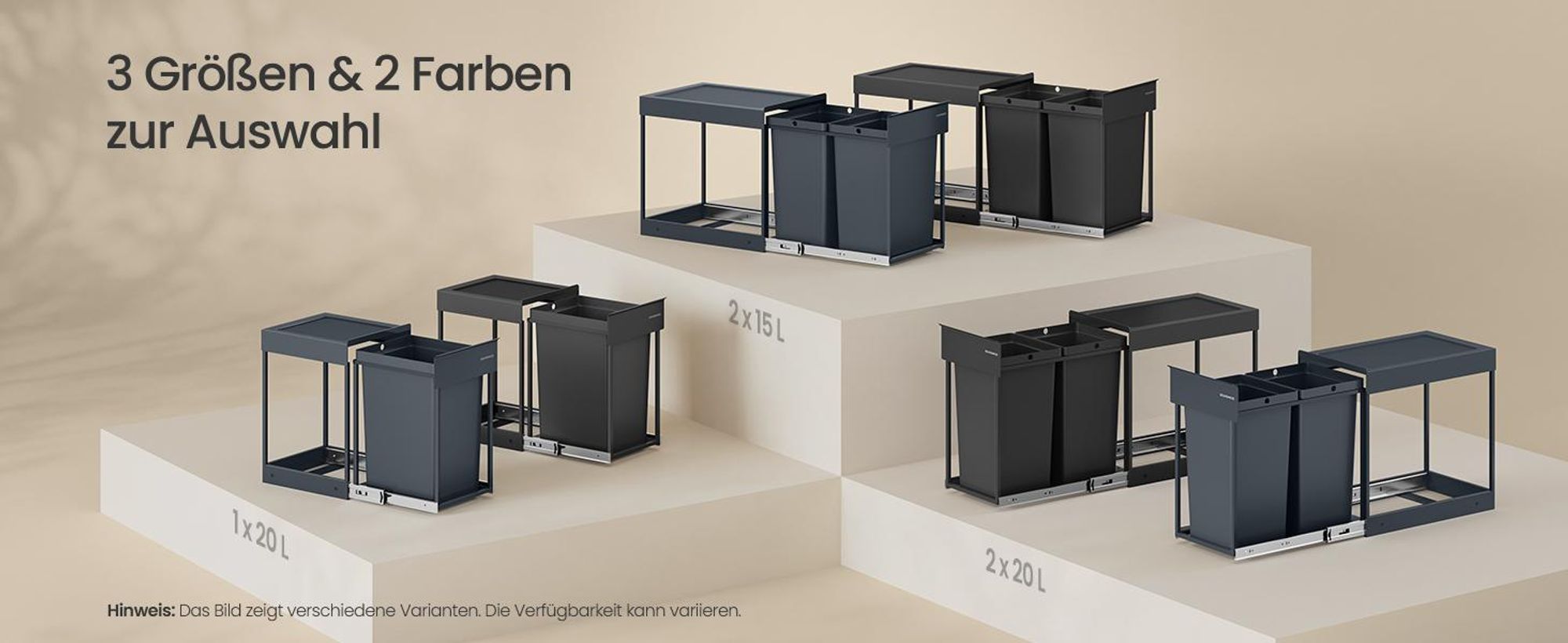 SONGMICS Mülleimer Küche, für Unterschrank, 1 x 20 L, Abfalleimer, ausziehbar, Stahlrahmen, schwarz