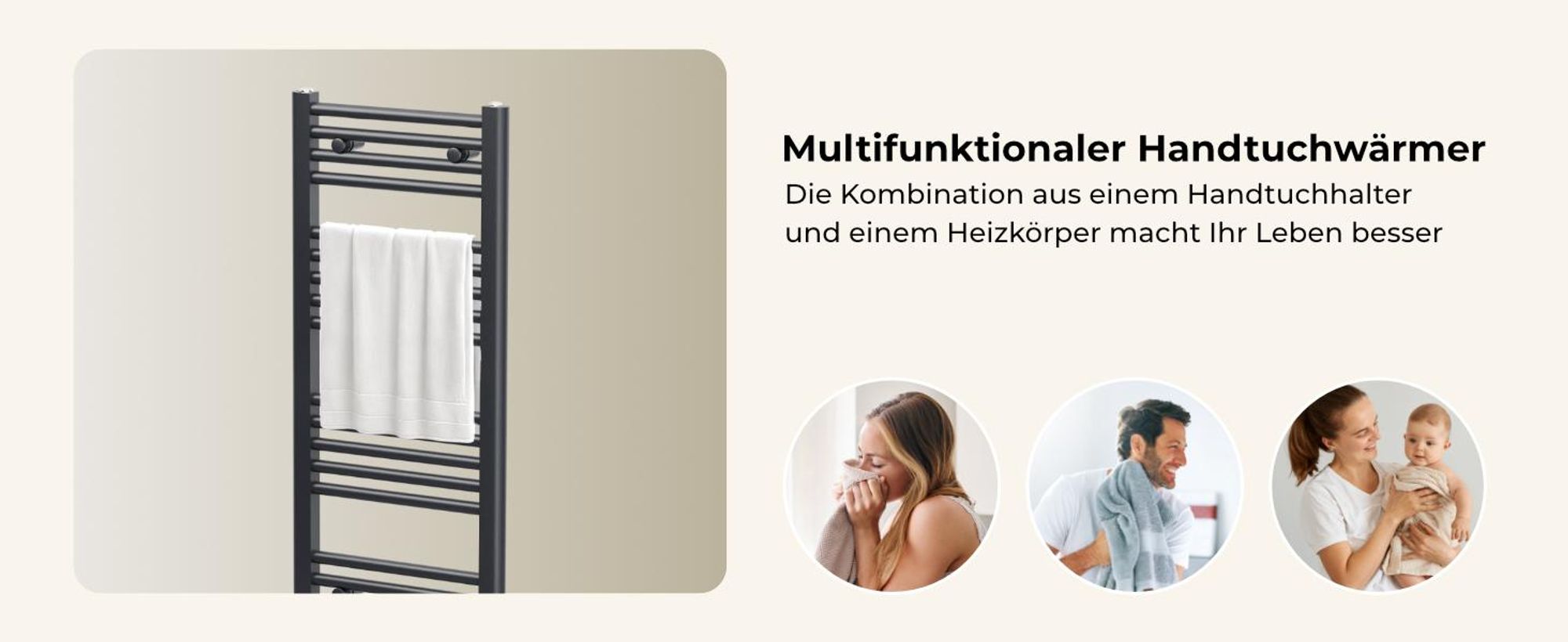 Heilmetz Badheizkörper Elektrisch Handtuchheizkörper 600W Anthrazit 120 x 60 cm Elektrischer Heizkörper Handtuchtrockner