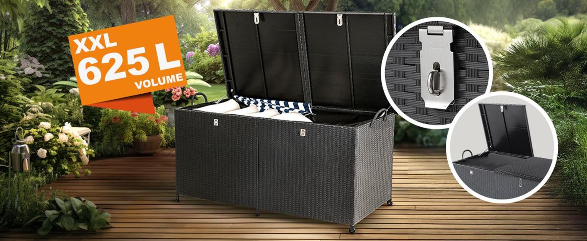 CASARIA Coffre de jardin XXL Noir