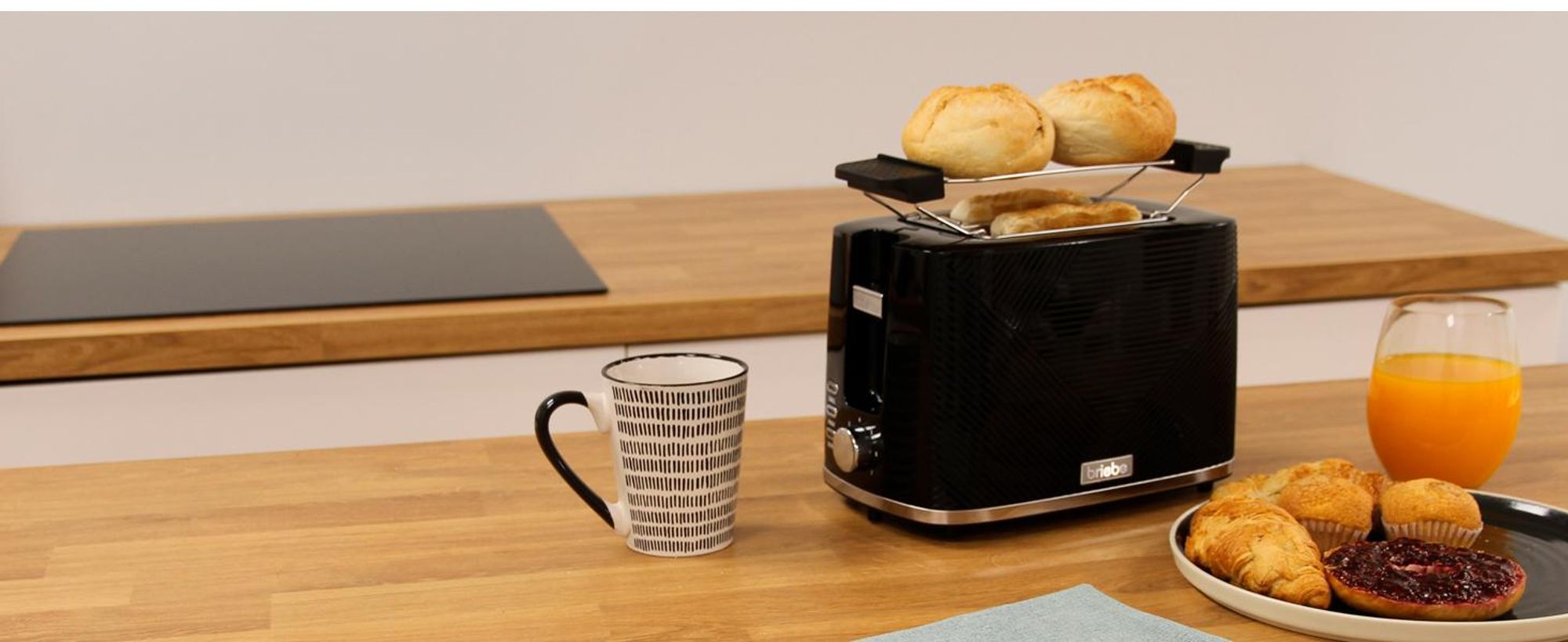 Briebe SKT1178BLK Elegance Set Toaster 2 Scheiben Wasserkocher 1,7L Filterkaffeemaschine 10 Tassen Schwarz