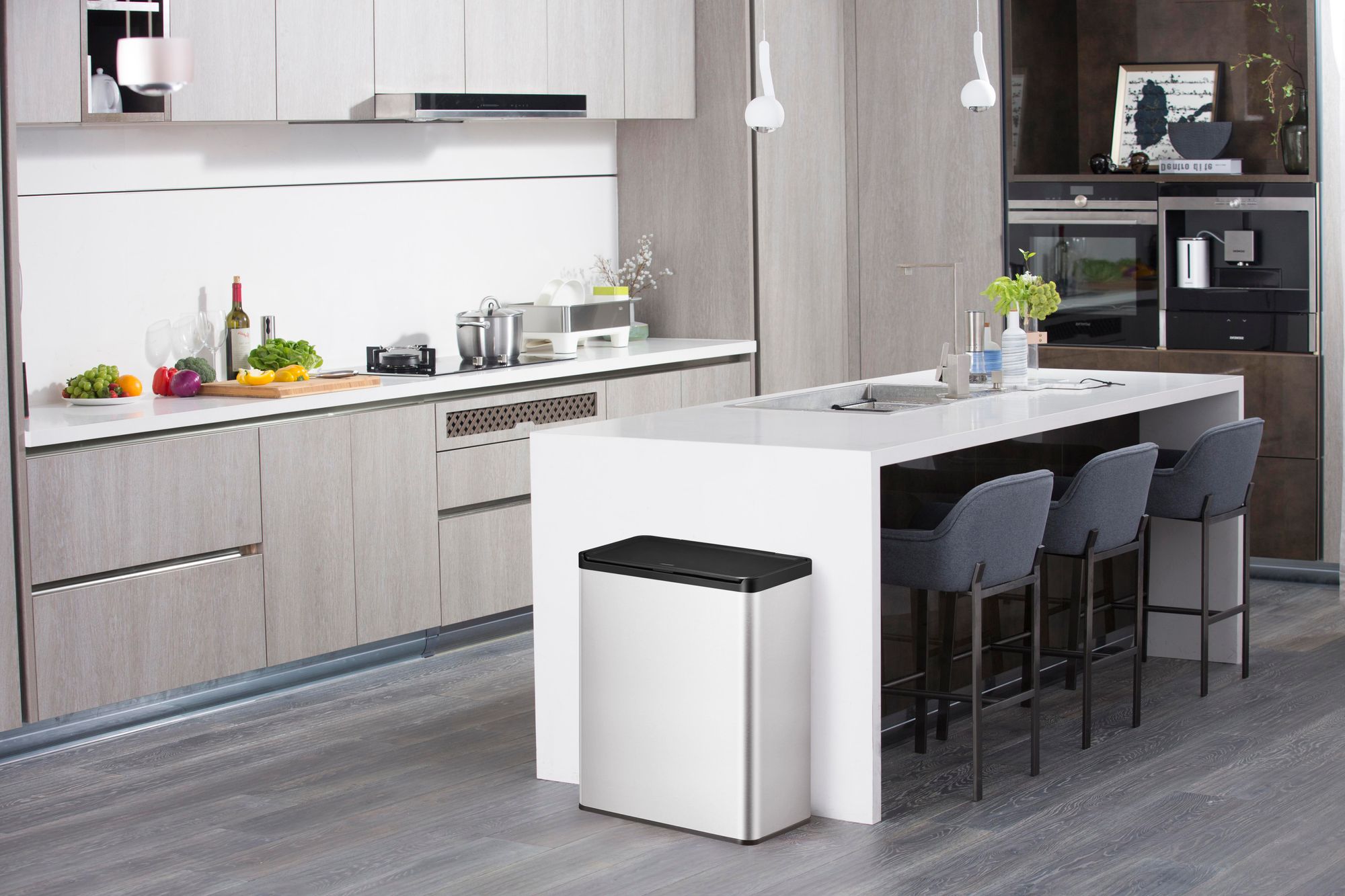 EKO - Cestino Essential Touch Recycler 20+20 litri - Acciaio inox Polipropilene - Acciaio inox opaco, nero