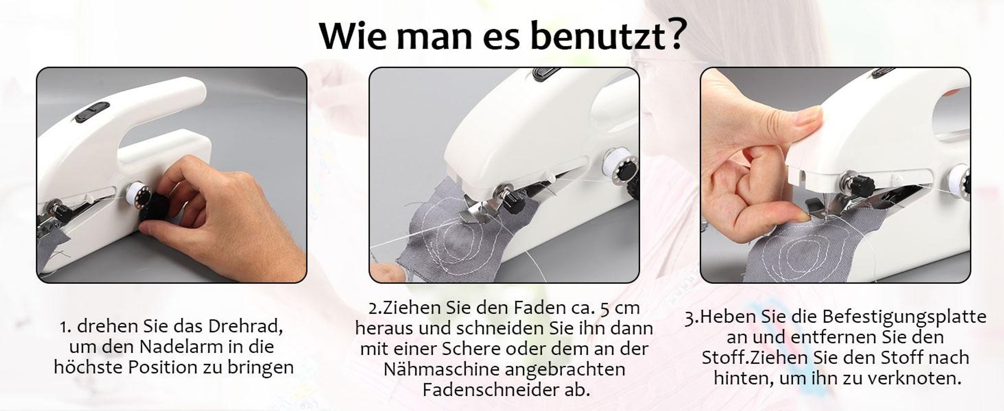 Nähmaschine, Handnähmaschine, Elektrische Reisenähmaschine, Mini-Nähmaschine, 2 Geschwindigkeiten, für Anfänger & Schnelle Reparaturen an Kleidung