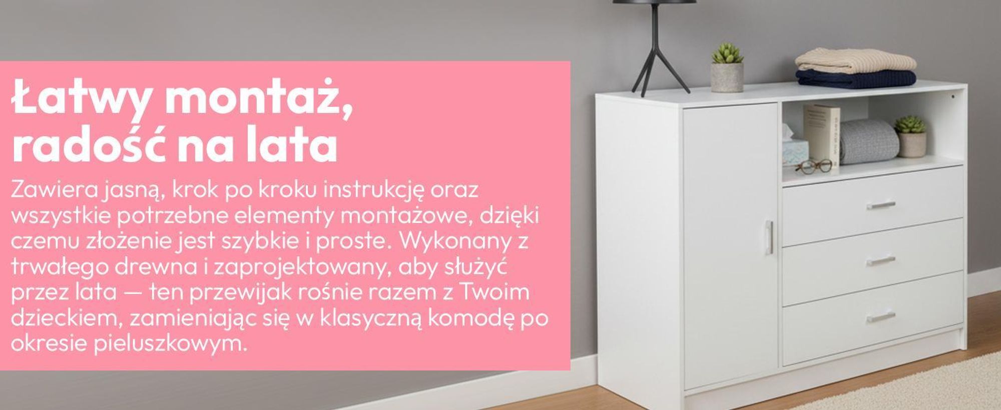 Komoda do przewijania z drewnianym blatem do przewijania, 3 szufladami, 1 drzwiami, wysokość 100 cm, kolor biały, blat do przewijania 113 x 100 cm
