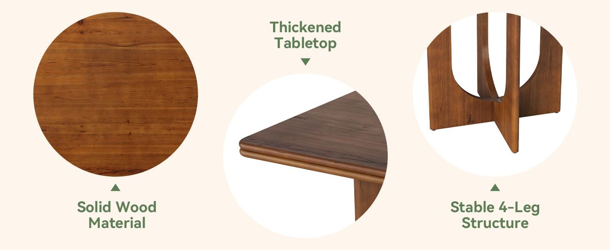 Tribesigns Esstisch,  aus Holz für 2-4 Personen, 80 cm, kleiner Esstisch für Esszimmer, Küche, kleine Räume, vintagebraun