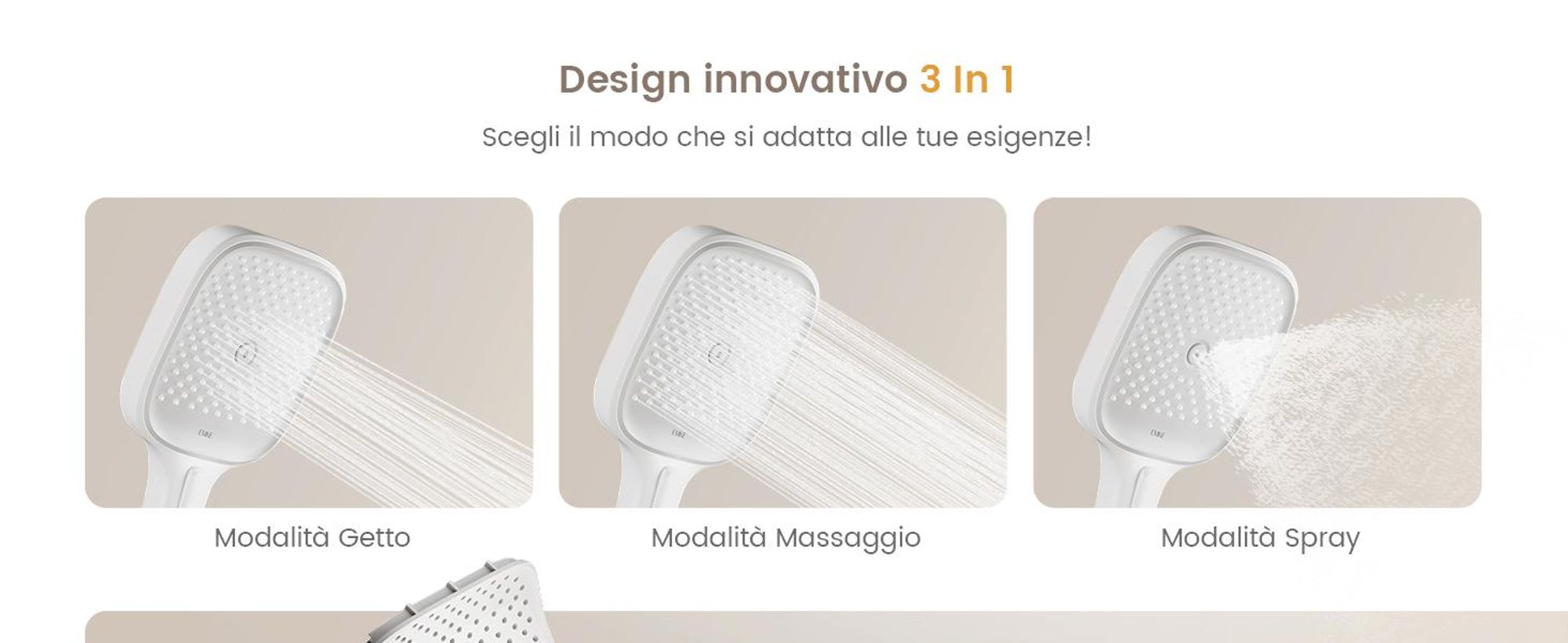 Sistema doccia EMKE con termostato Colonna doccia bianca con doccia a pioggia quadrata 360×240 mm, bocca di erogazione, regolatore di flusso e mensola in vetro F27
