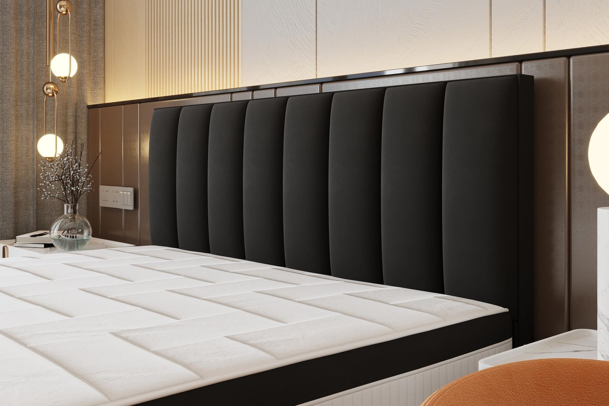 TRADA Bond Boxspringbett 200x200 mit Bettkasten mit Matratzen Stauraum Velvet 9-Komfortzonen H3 Schwarz