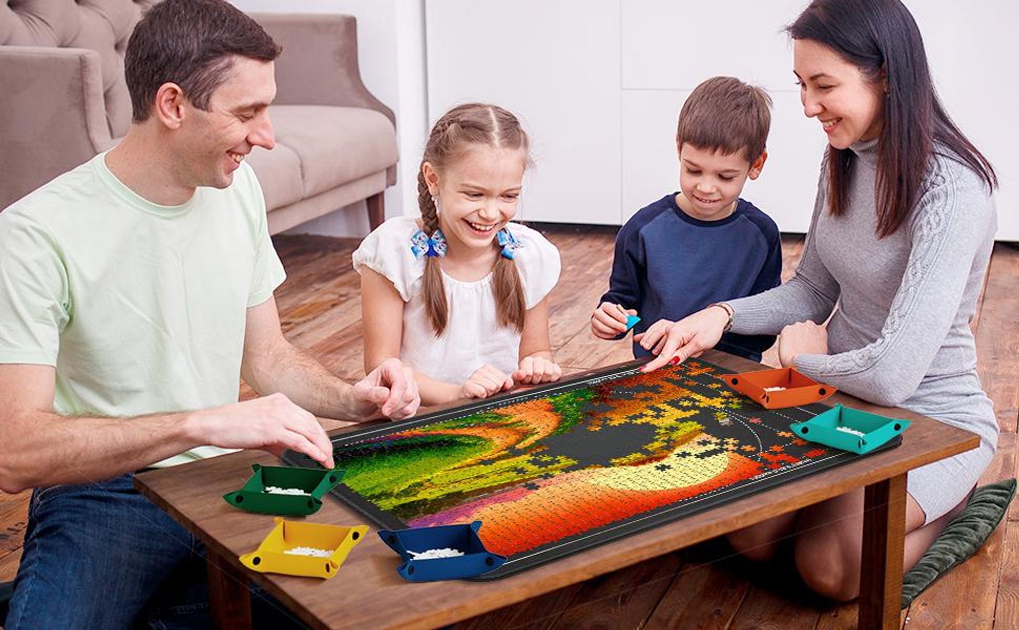 Puzzlebrett, Puzzlematte, Puzzletisch, Puzzle Plattform, Puzzle Board für 1000 Teile, Puzzleaufbewahrung mit Wasserdichter & Staubdichter Abdeckung