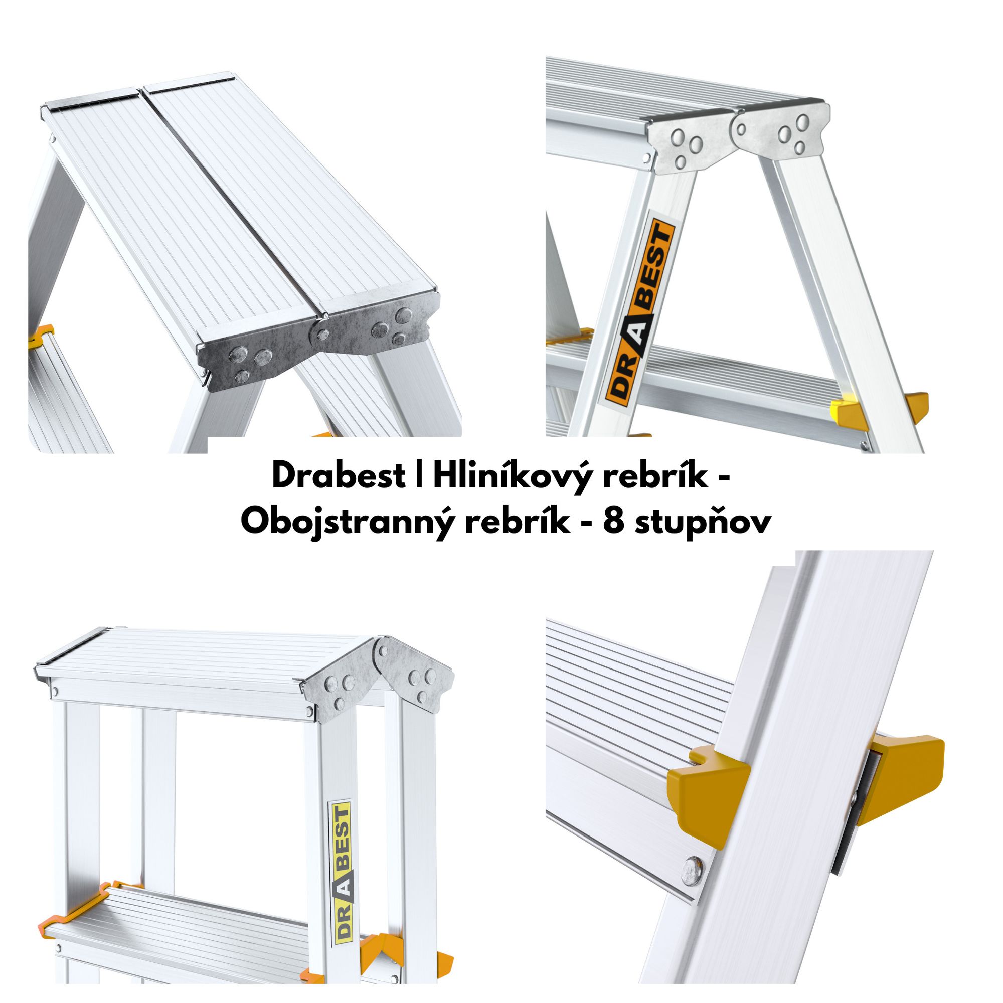 Drabest, rebrík, hliníkový rebrík, skladací rebrík, rebrík na schody, schodiskový rebrík