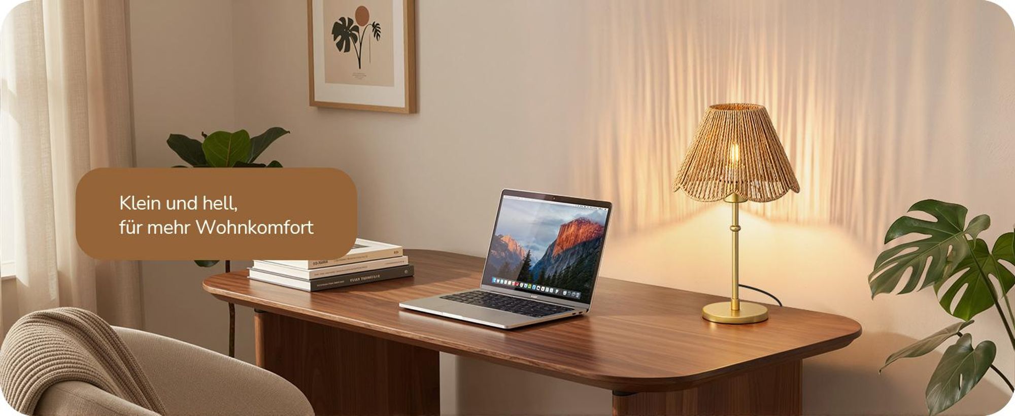 Nachttischlampe EDISHINE Nachttischlampe mit handgeflochtenem Papierseil-Schirm LED wechselbar, Warmweiß, Gold Inklusive 4W LED, 2700K Warmweiß