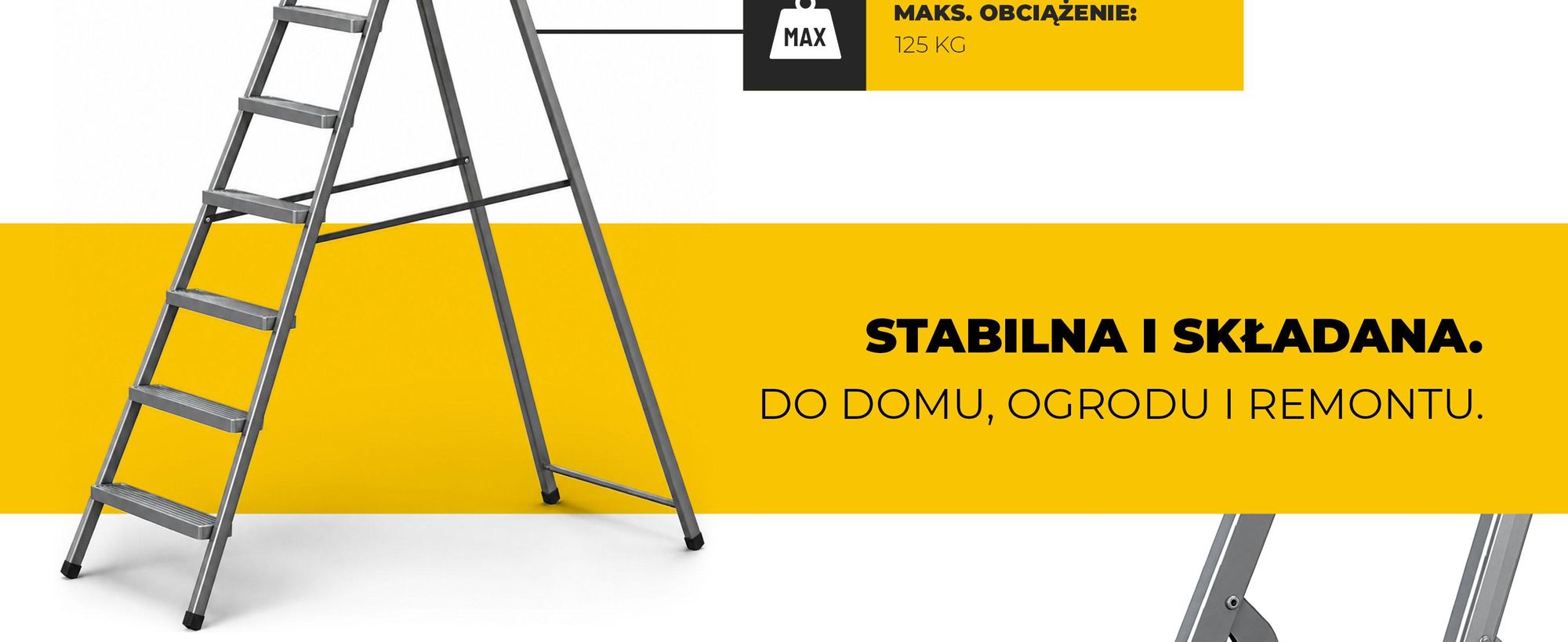 DRABEST | drabina - drabina stalowa - drabina domowa - drabina 7 stopni - składane stopnie -uniwersalna - udźwig do 125 kg