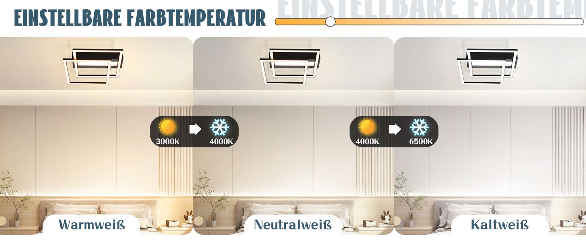 ZMH LED Deckenleuchte 42W Schwarz  Deckenlampe Küche Dimmbar mit Fernbedienung  Modern Schlafzimmer Flurlampe Eckig Deckenlampen für Wohnzimmer