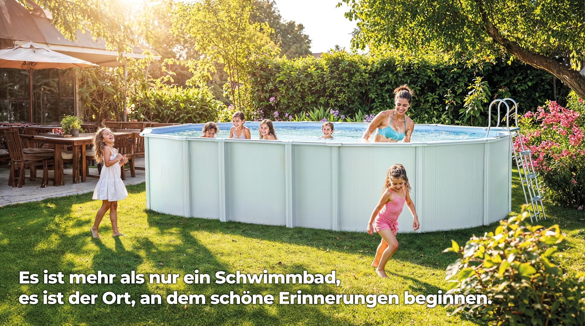 GRE Ovaler Stahlwandpool in Weiß KITPROV6188 – 610 x 375 x 132 cm, Komplettset + GRATIS Elektrischer Poolreiniger VCB50