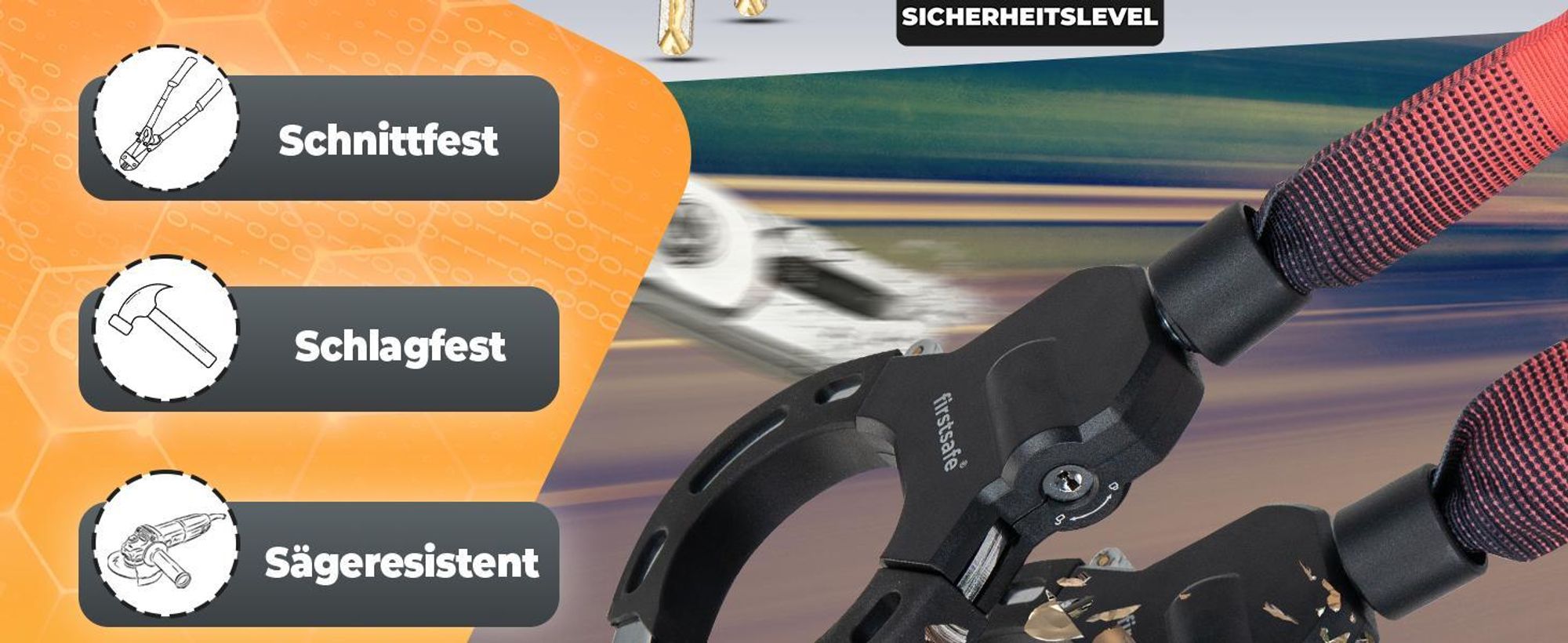 firstsafe® E Scooter Schloss & Handschellenschloss für E Roller – Hochsicherheits-Schloss für E-Scooter | Sicheres Lock, Wasserdicht (schwarz)
